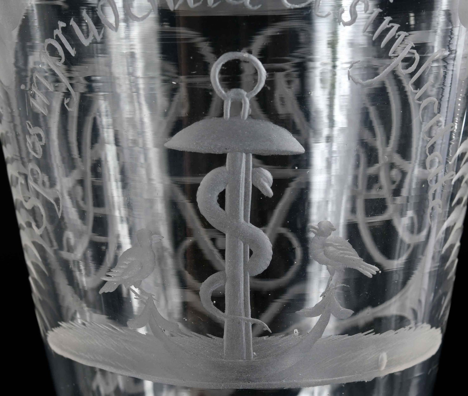 Three Georgian Monogrammed Glass Objects - 5
