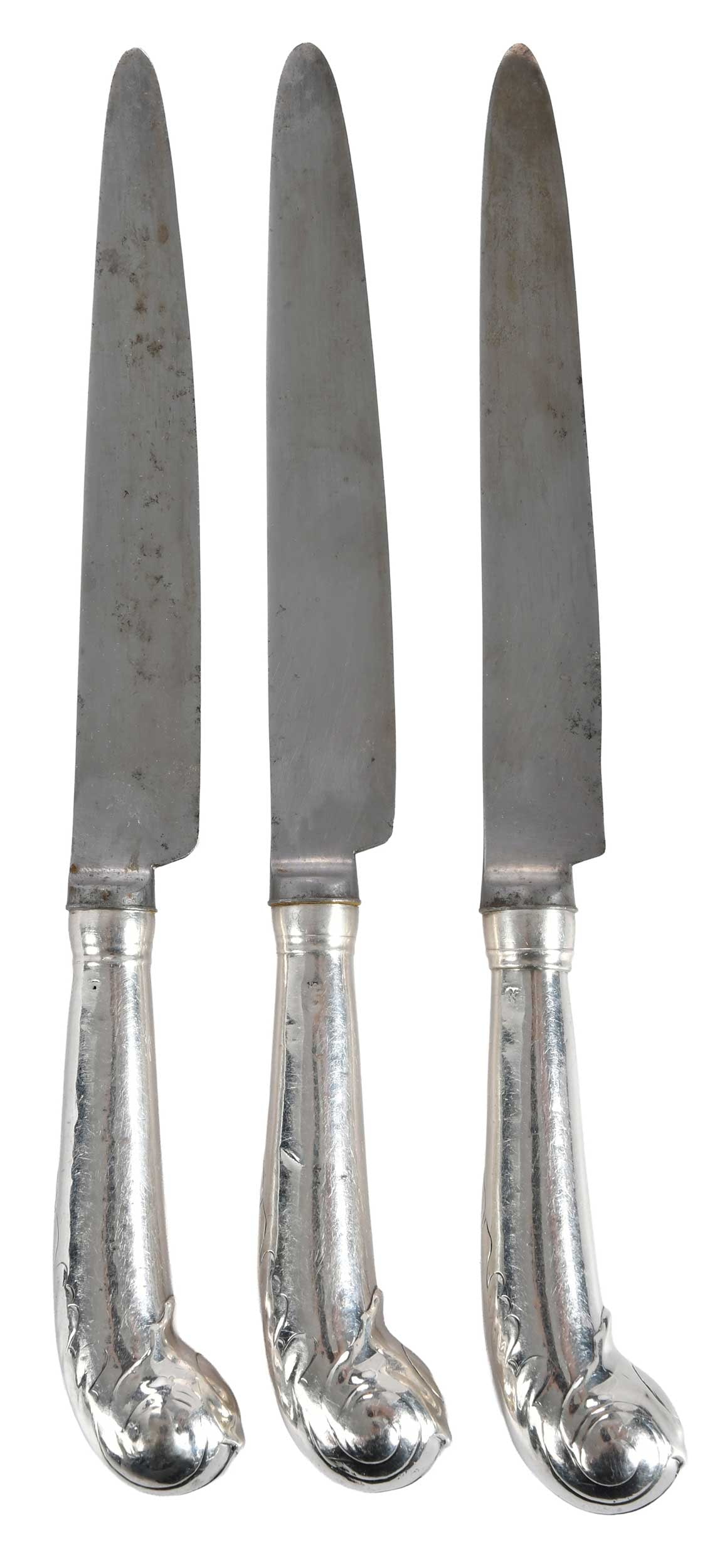 Set of Ten Early English Silver Pistol Grip Knives (1 of 4)