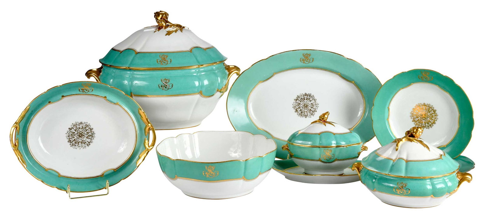 33 Pieces of Edouard Honore Old Paris Porcelain Monogrammed Dinner Service (1 of 9)