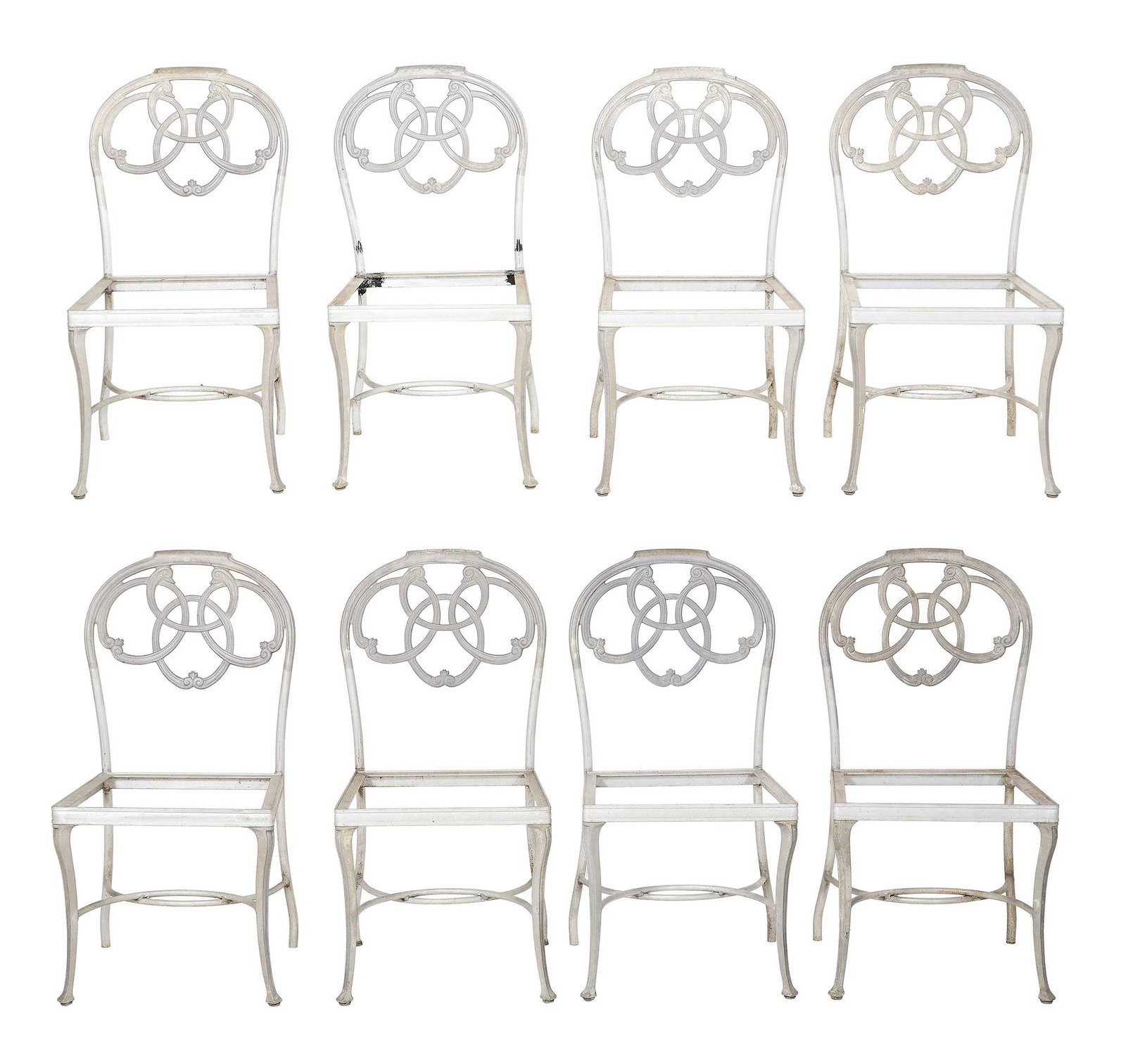 Set of Eight Cast Aluminum Garden Side Chairs (1 of 11)