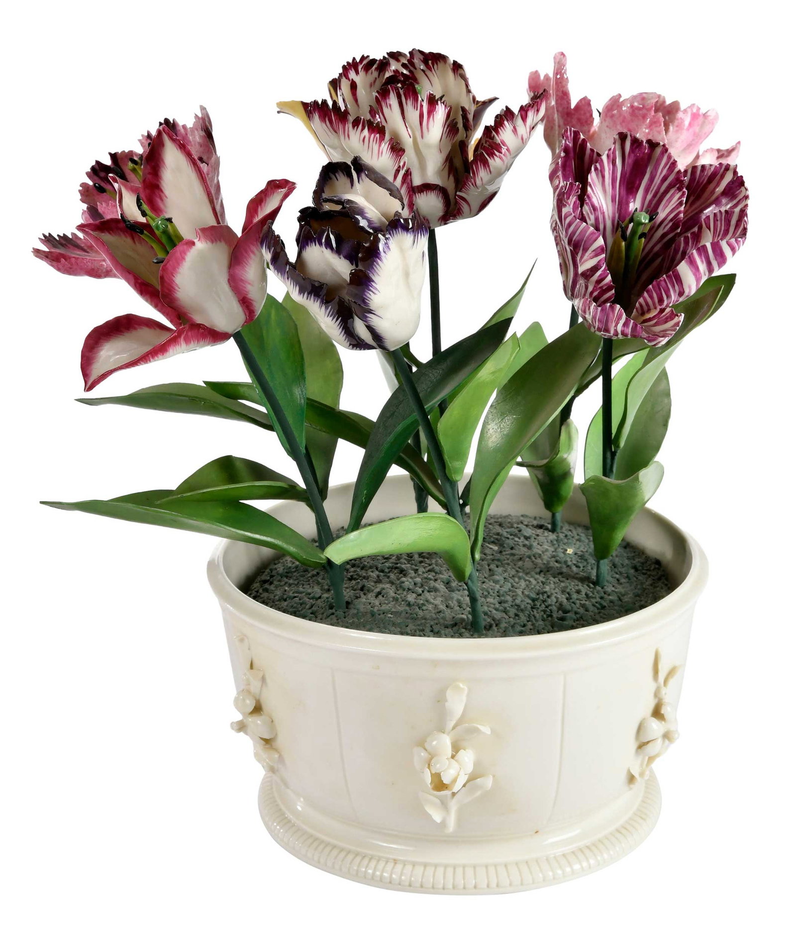 Porcelain Tulip Center Piece in Creamware Pot (1 of 8)
