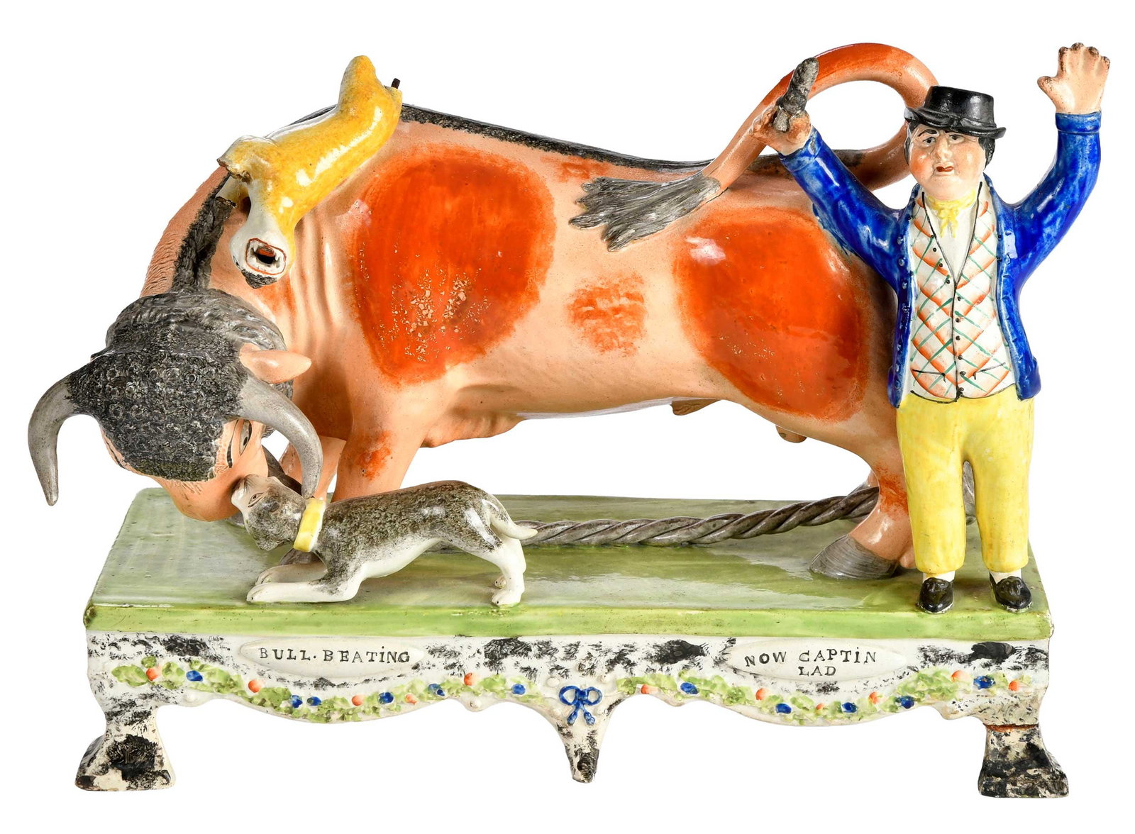 Large Obadiah Sherrat Style Staffordshire Bull Baiting Group (1 of 12)