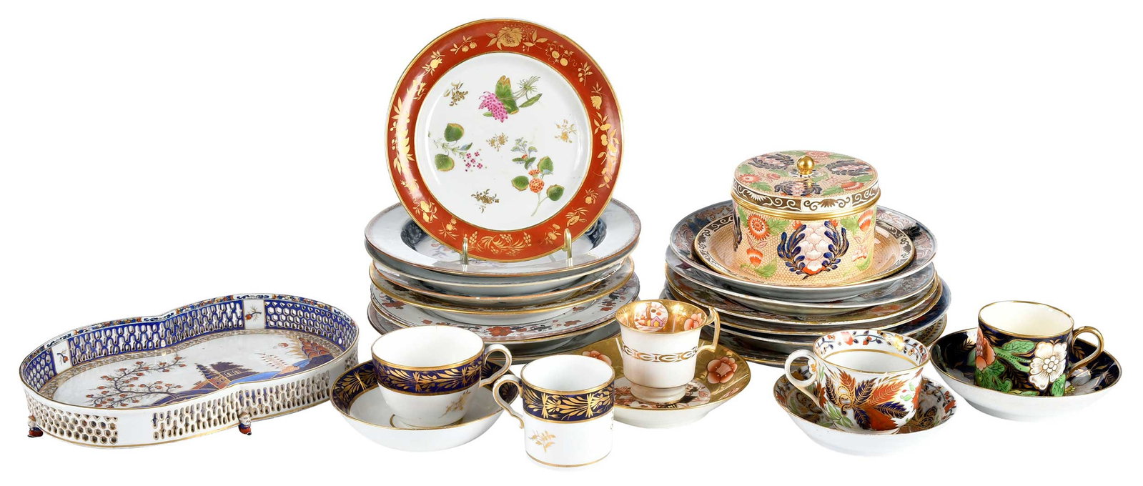 25 Assorted Pieces of Enamel and Gilt Decorated Porcelain Tableware (1 of 10)