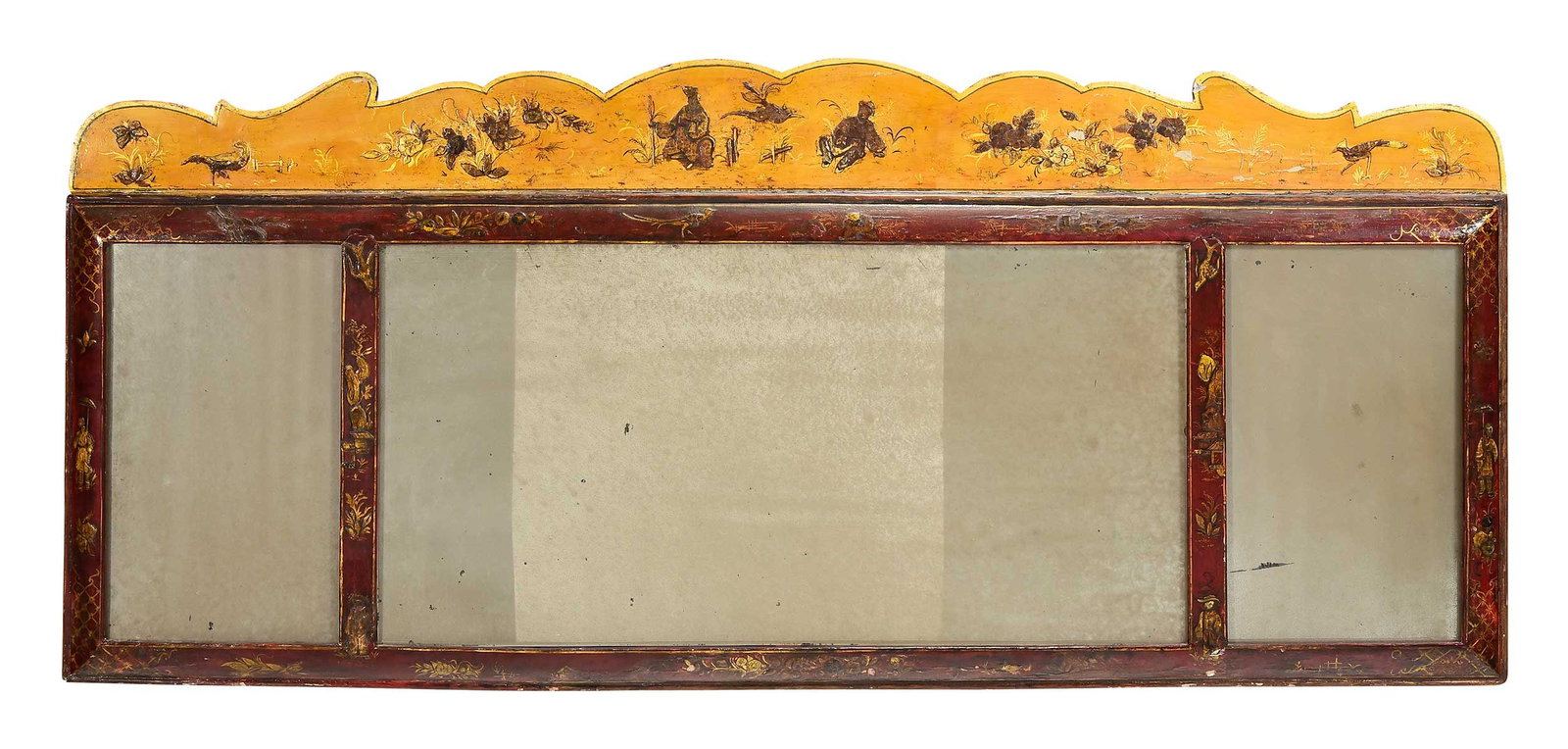 Queen Anne Chinoiserie Japanned Three Plate Overmantel Mirror (1 of 9)