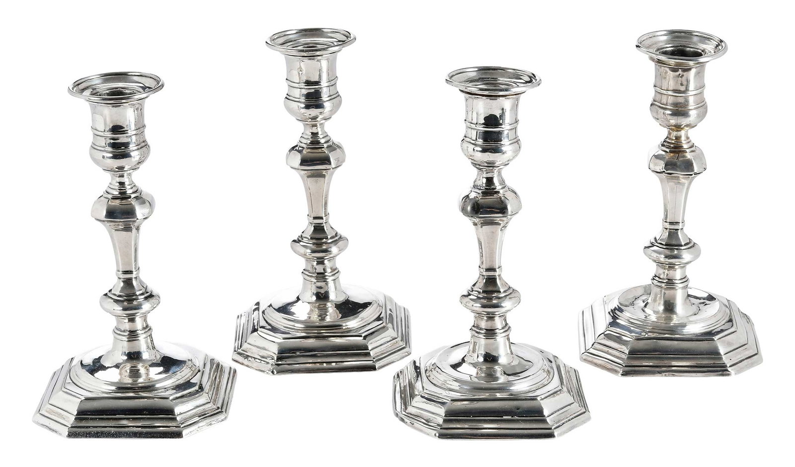 Set of Four George III English Silver Candlesticks, John Parker I & Edward Wakelin (1 of 4)