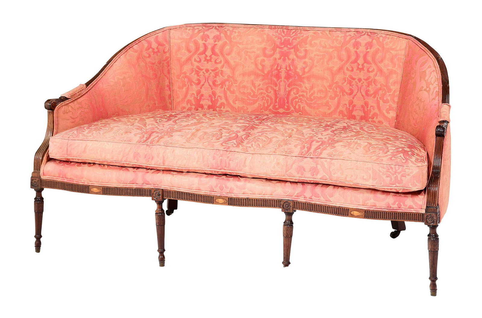 Louis XVI Style Carved and Inlaid Mahogany Settee (1 of 12)