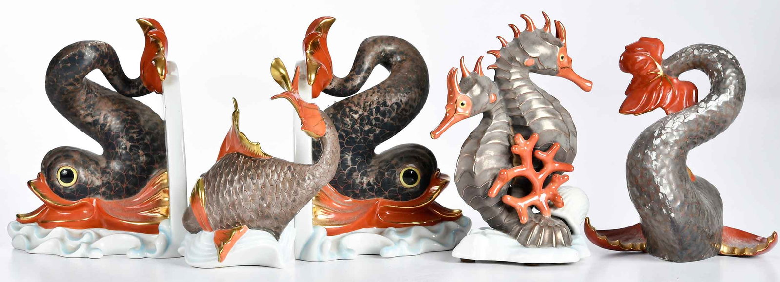 Five Herend Porcelain Sea Creature Table Objects - 3