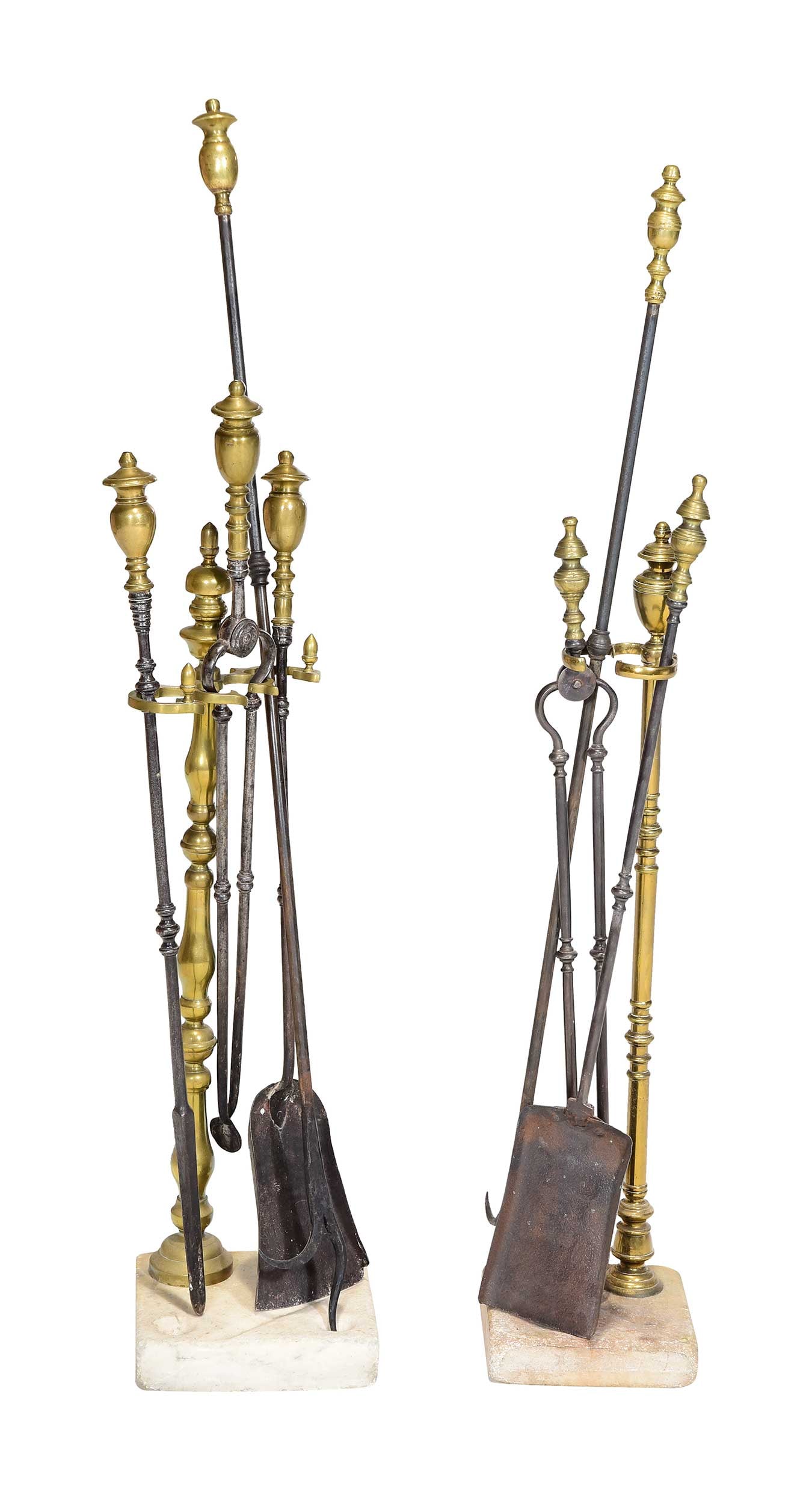 Two 19th Century Sets of Brass and Iron Fire Tools (1 of 5)