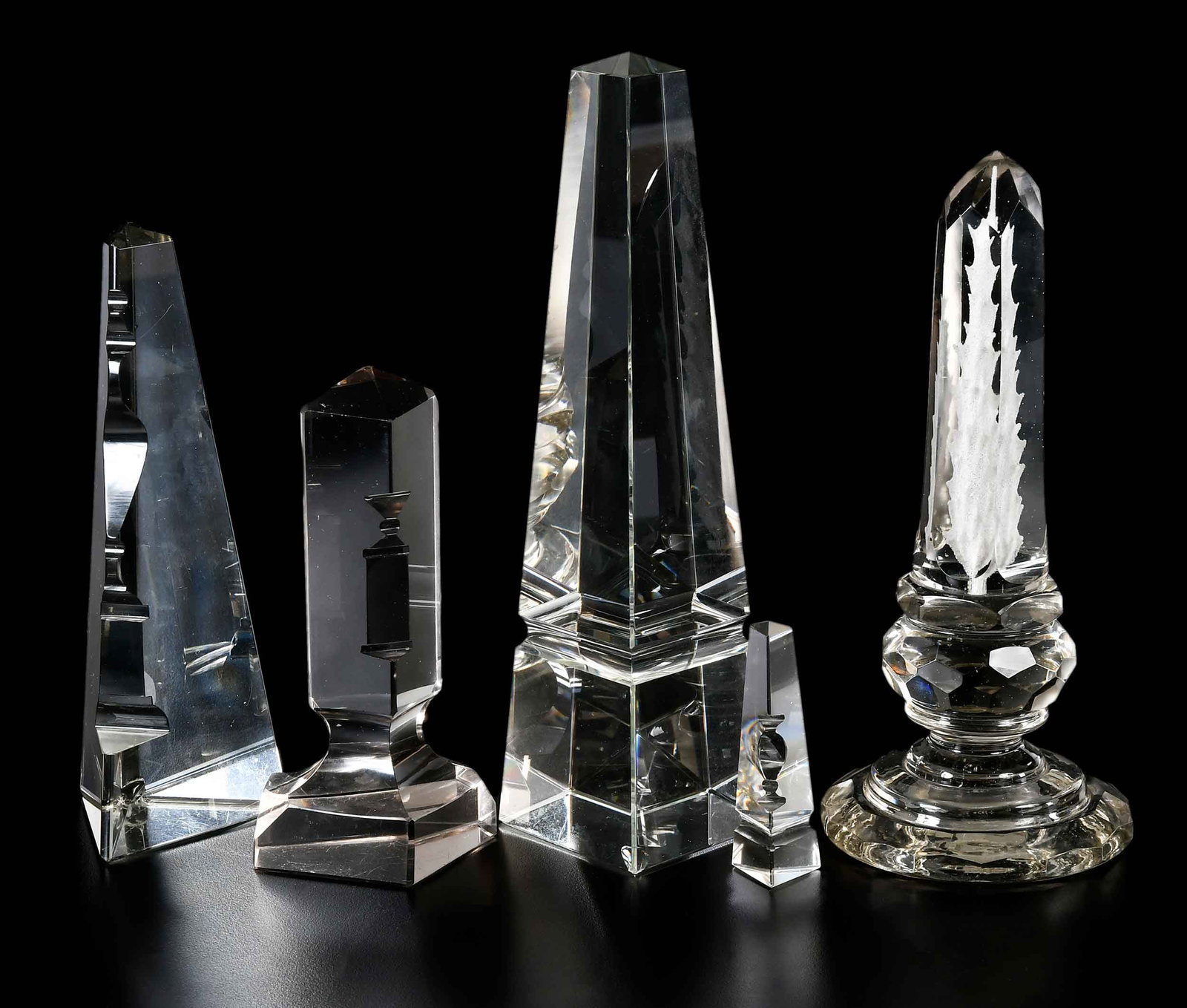 Glass Lighting Articles and Five Prismatic Glass Obelisks (1 of 6)