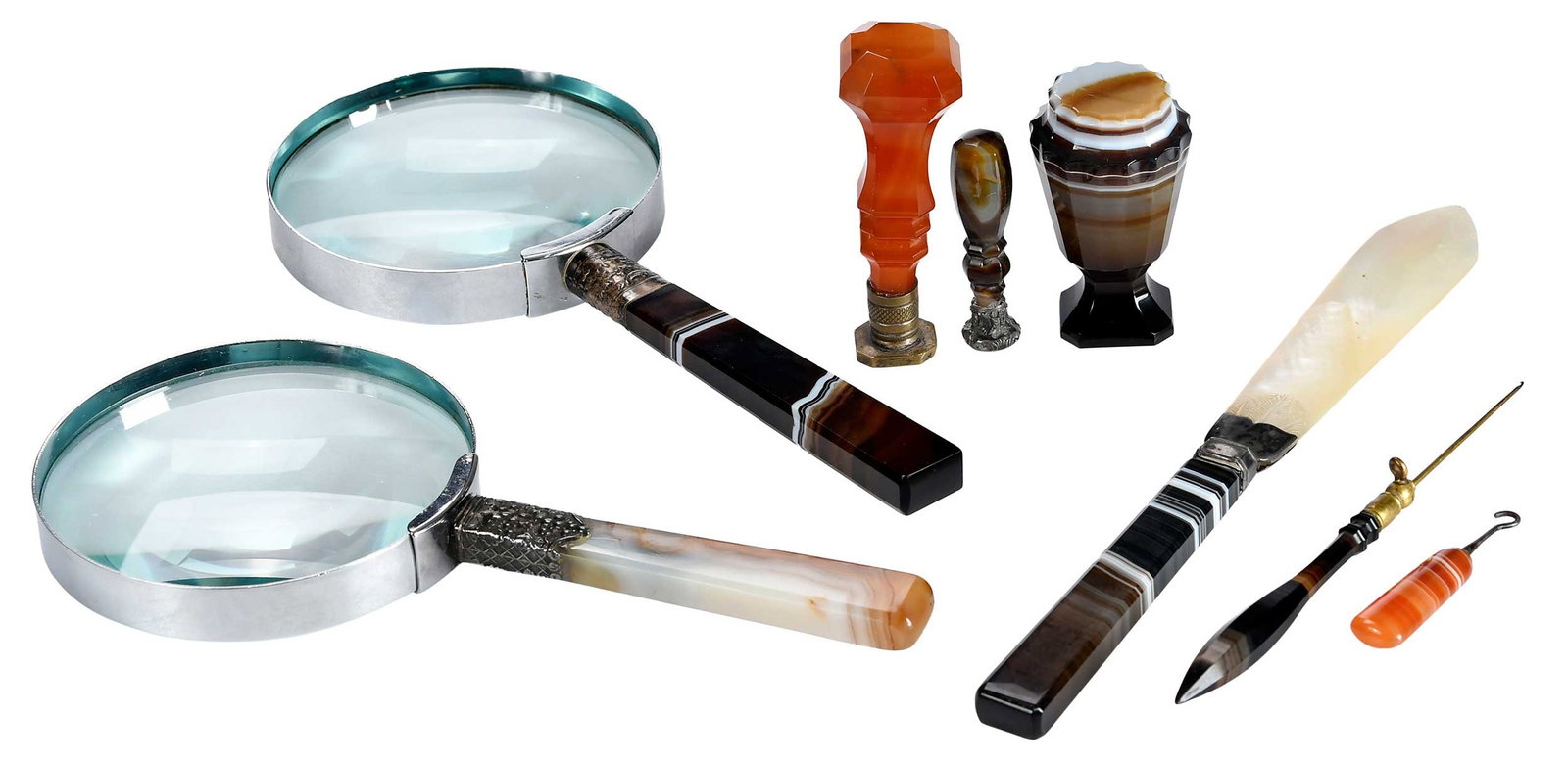 Eight Agate Handled Desk Objects (1 of 4)