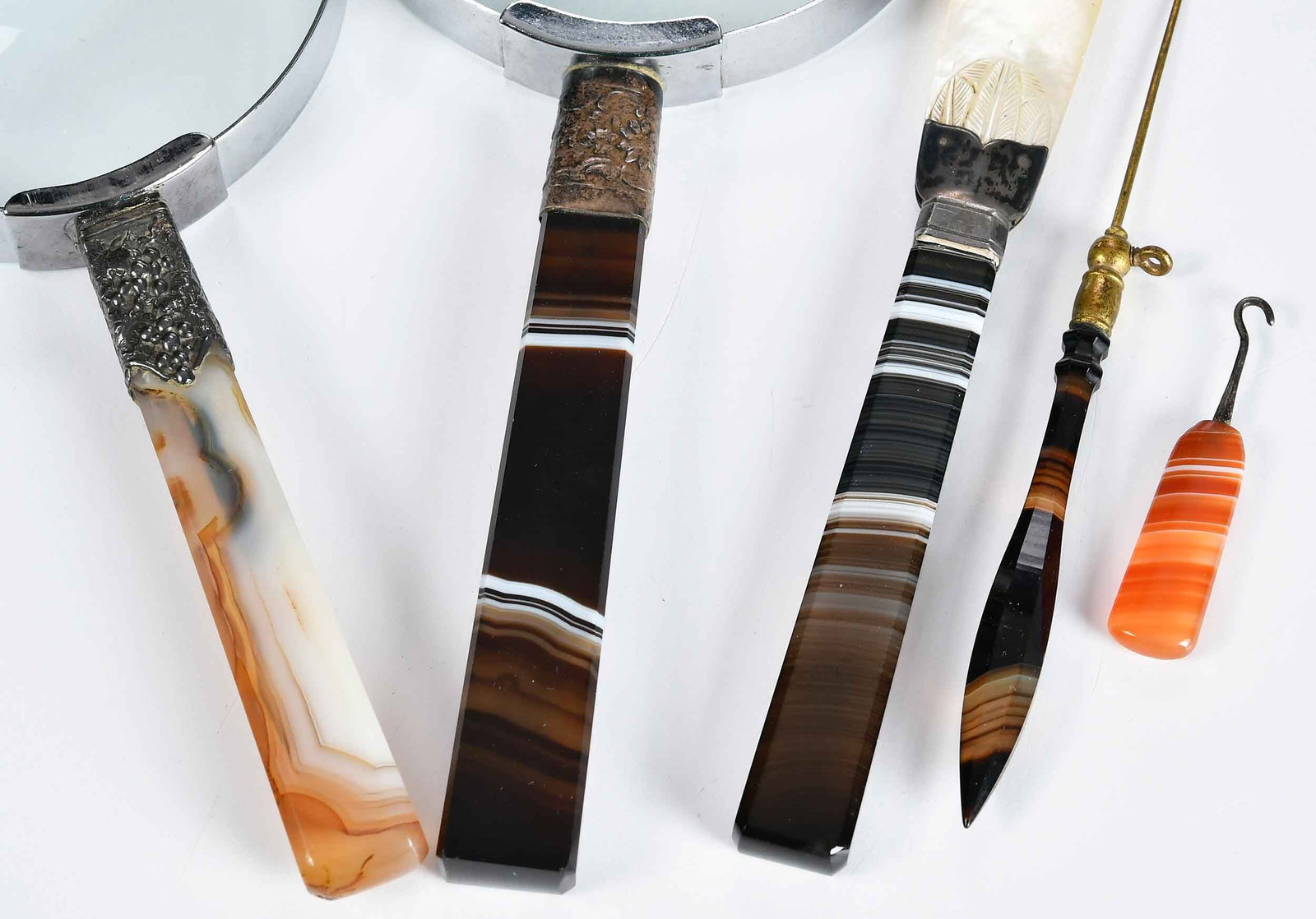 Eight Agate Handled Desk Objects - 2