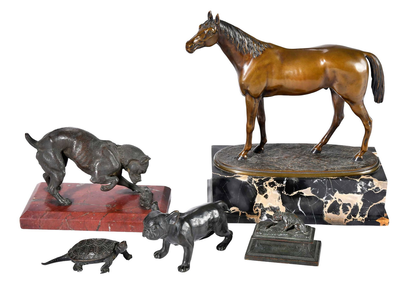 Five Animalier Bronzes, Bulldogs, Horse (1 of 11)