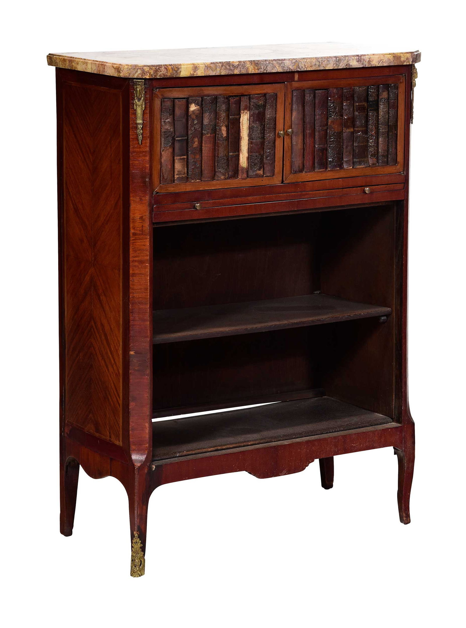 Louis XV Style Bookcase Cabinet with Faux Books and Gilt Bronze Mounts (1 of 7)