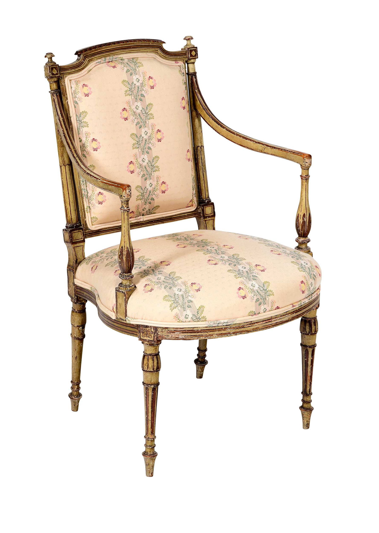Louis XVI Style Paint Decorated Fauteuil (1 of 5)