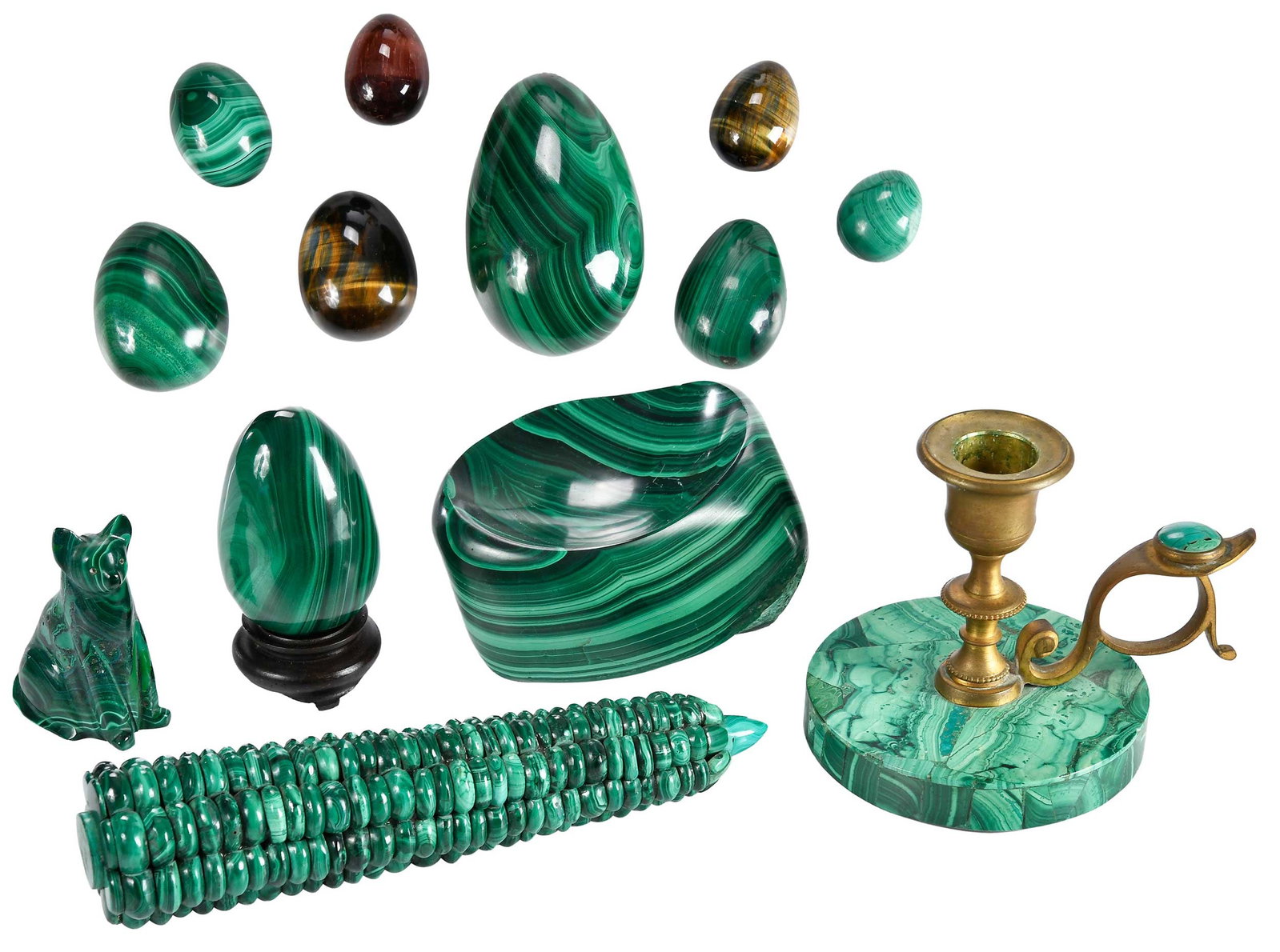 Collection of Malachite and Tiger's Eye Table Articles (1 of 3)
