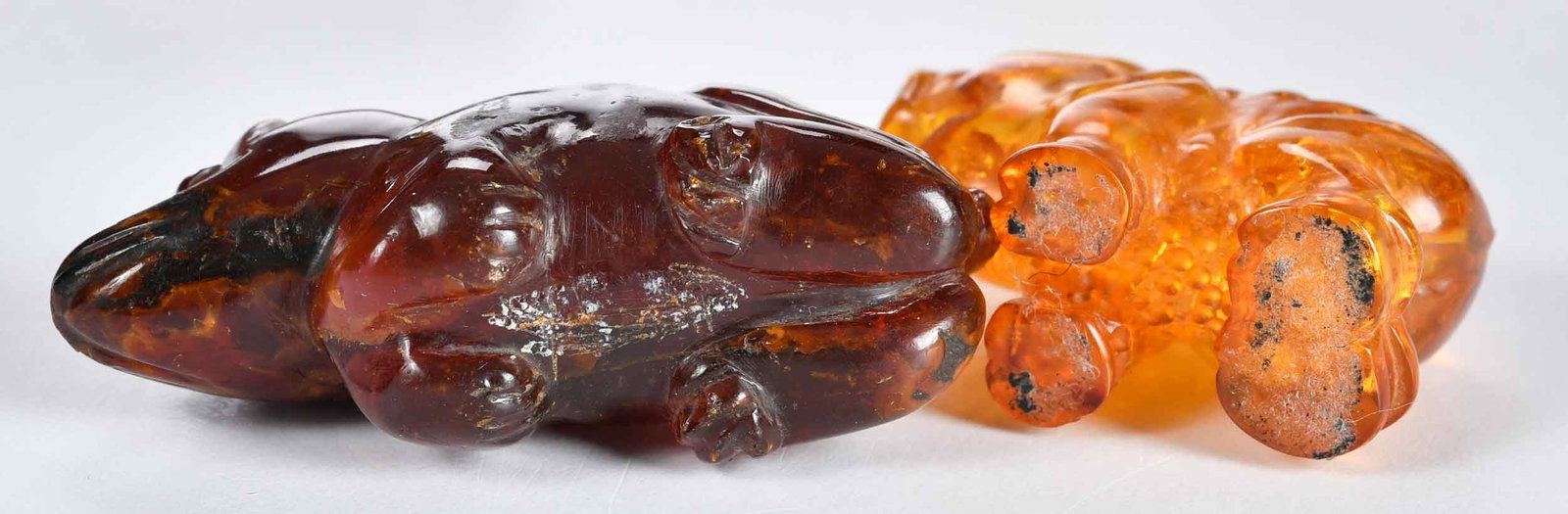 Five Carved Amber Figural Table Objects - 4