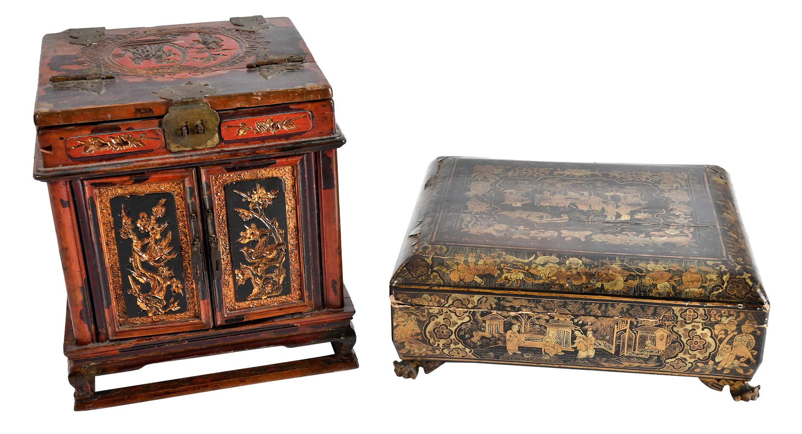 Two Asian Lacquered and Gilt Decorated Boxes (1 of 6)