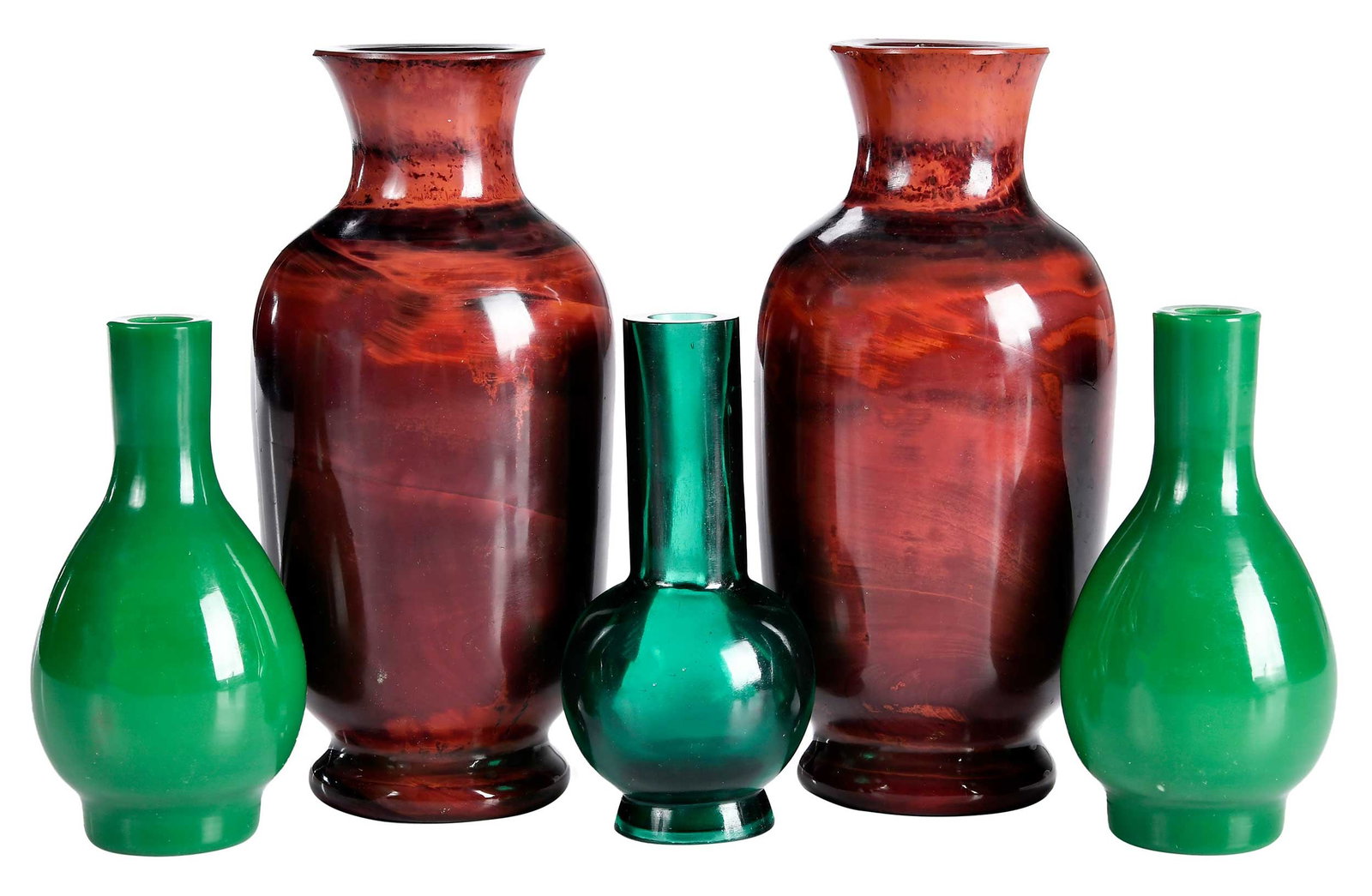 Five Chinese Peking Glass Vases (1 of 6)