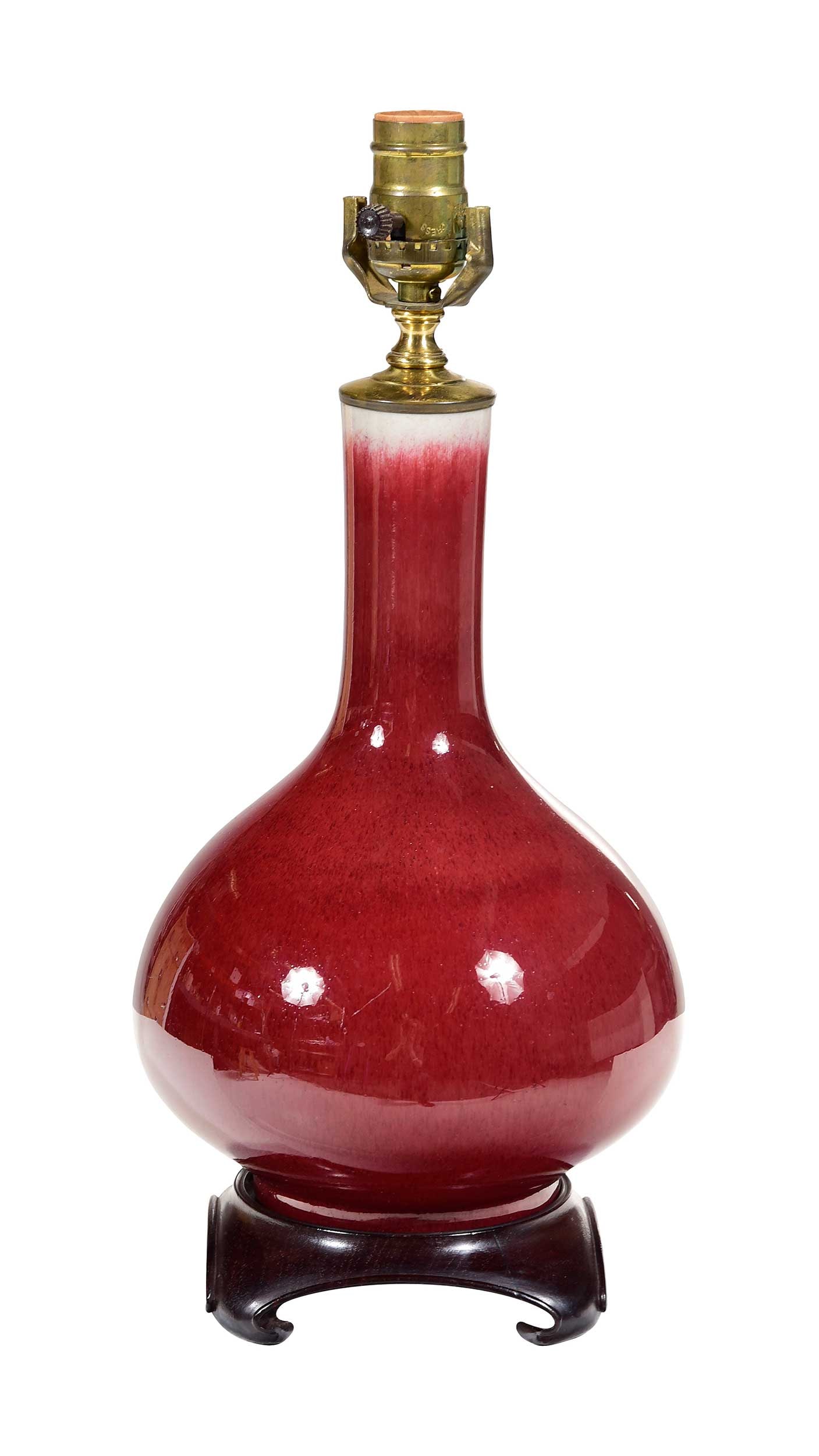 Chinese Porcelain Sang de Boeuf Vase Converted to Lamp (1 of 4)