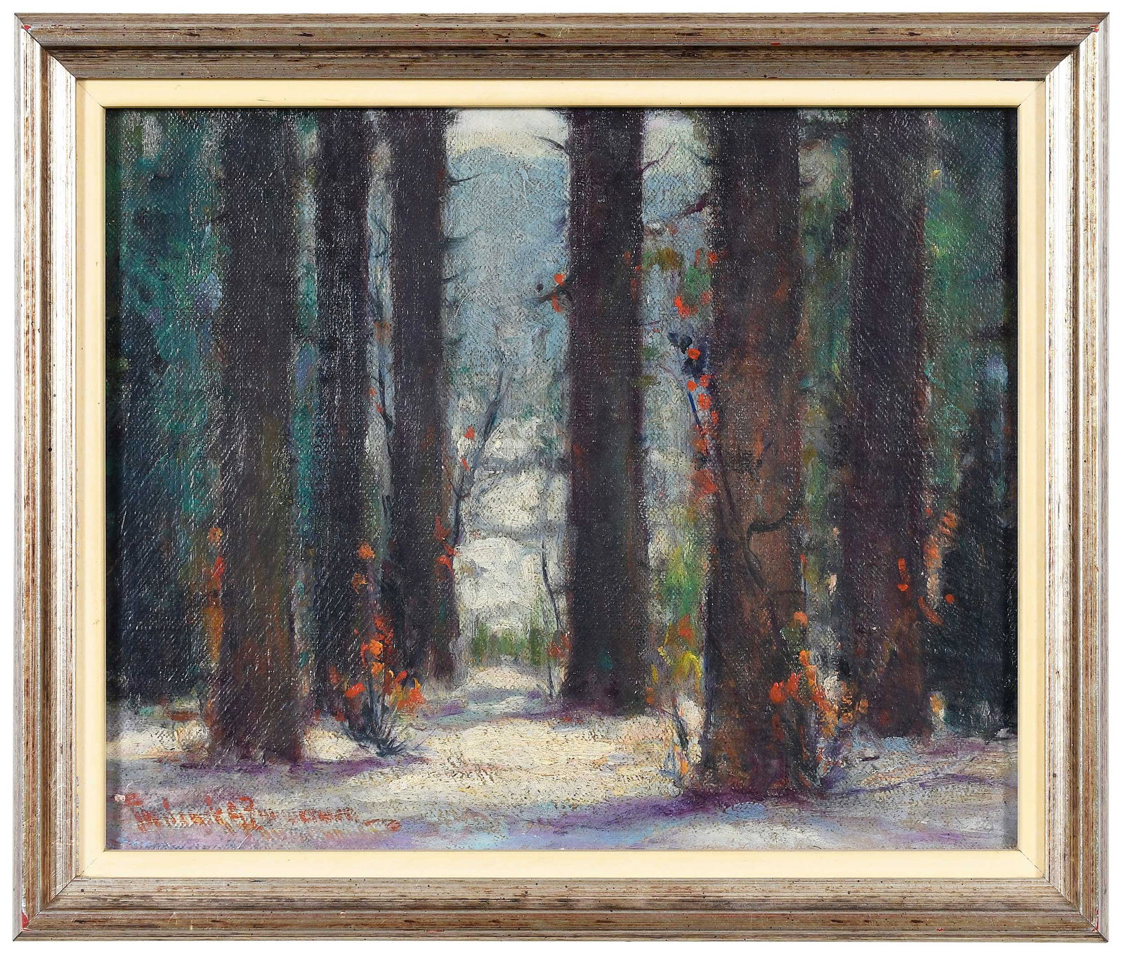 Frederick Almond Zimmerman: (American, 1886-1974) Early Winter, High Sierra, signed lower left "Frederick A Zimmerman," titled on old label verso "High Sierra, Early Winter, original sketch by Frederick A. Zimmerman", oil on