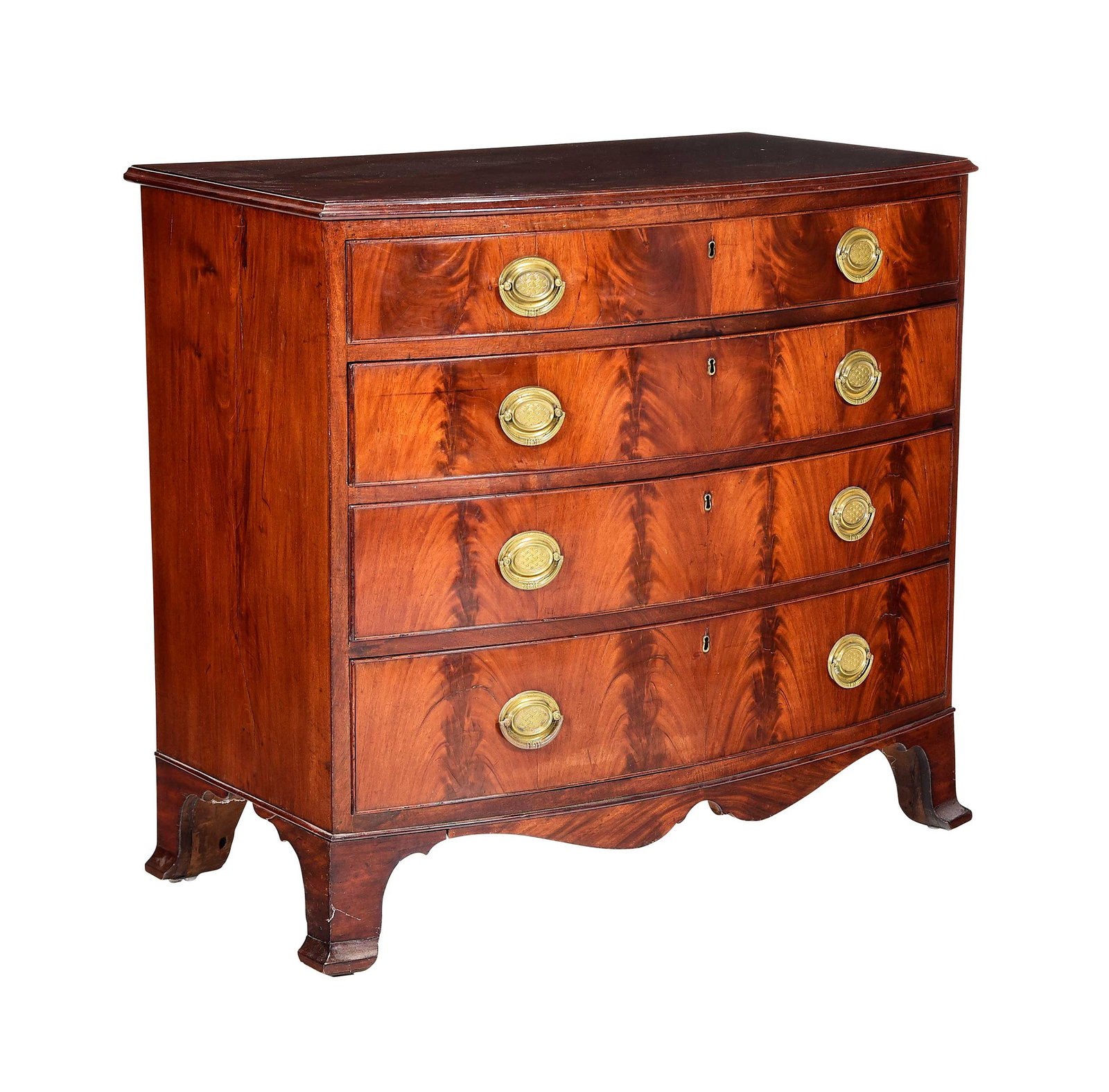 American Federal Figured Mahogany Bowfront Chest of Drawers (1 of 15)