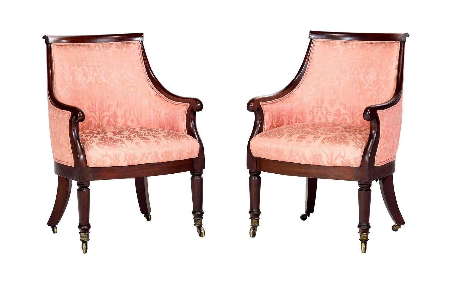 Pair of Regency Style Mahogany Barrel Back Easy Chairs (1 of 6)