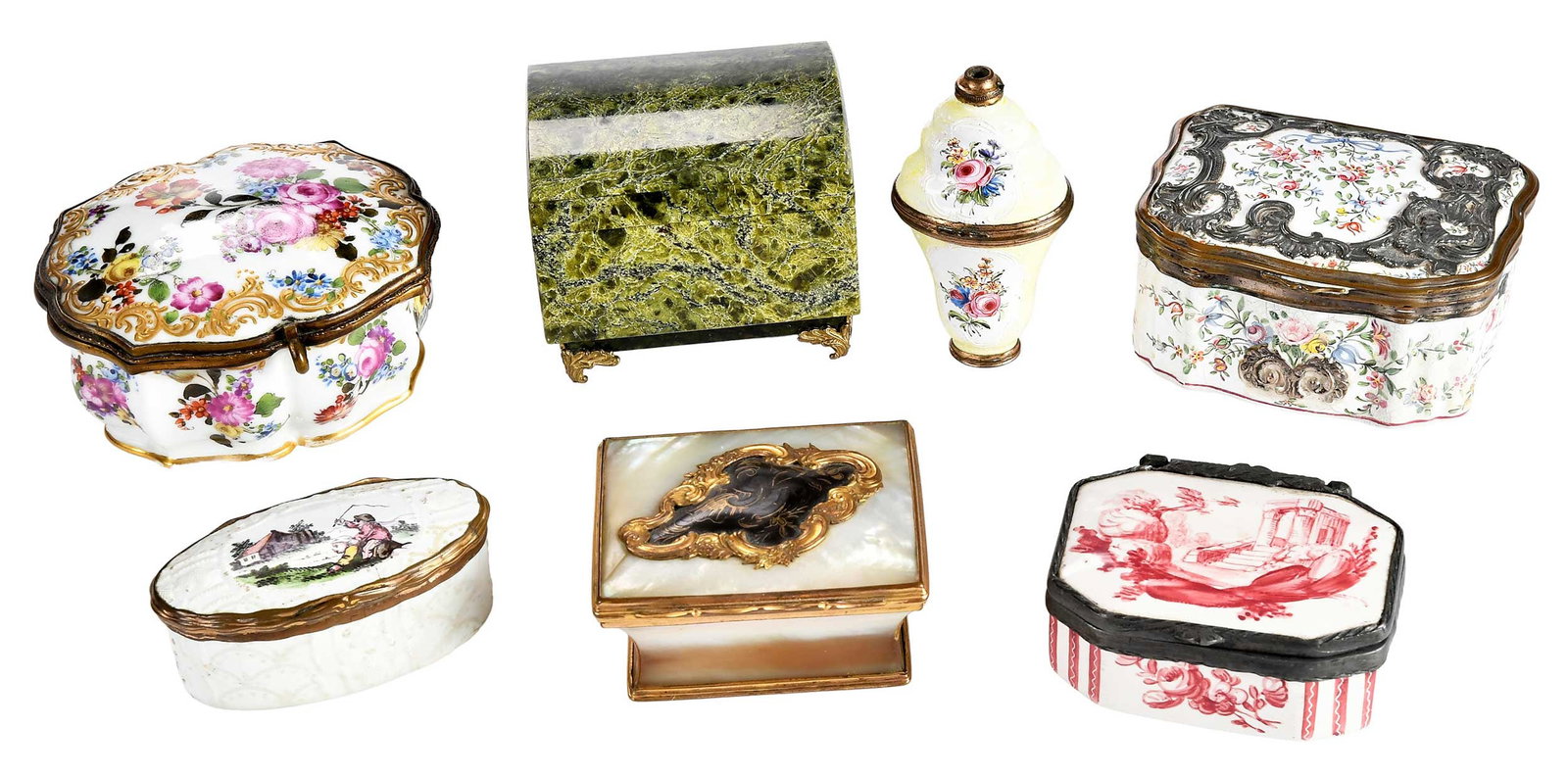 Seven Porcelain and Stone Dresser Boxes (1 of 5)