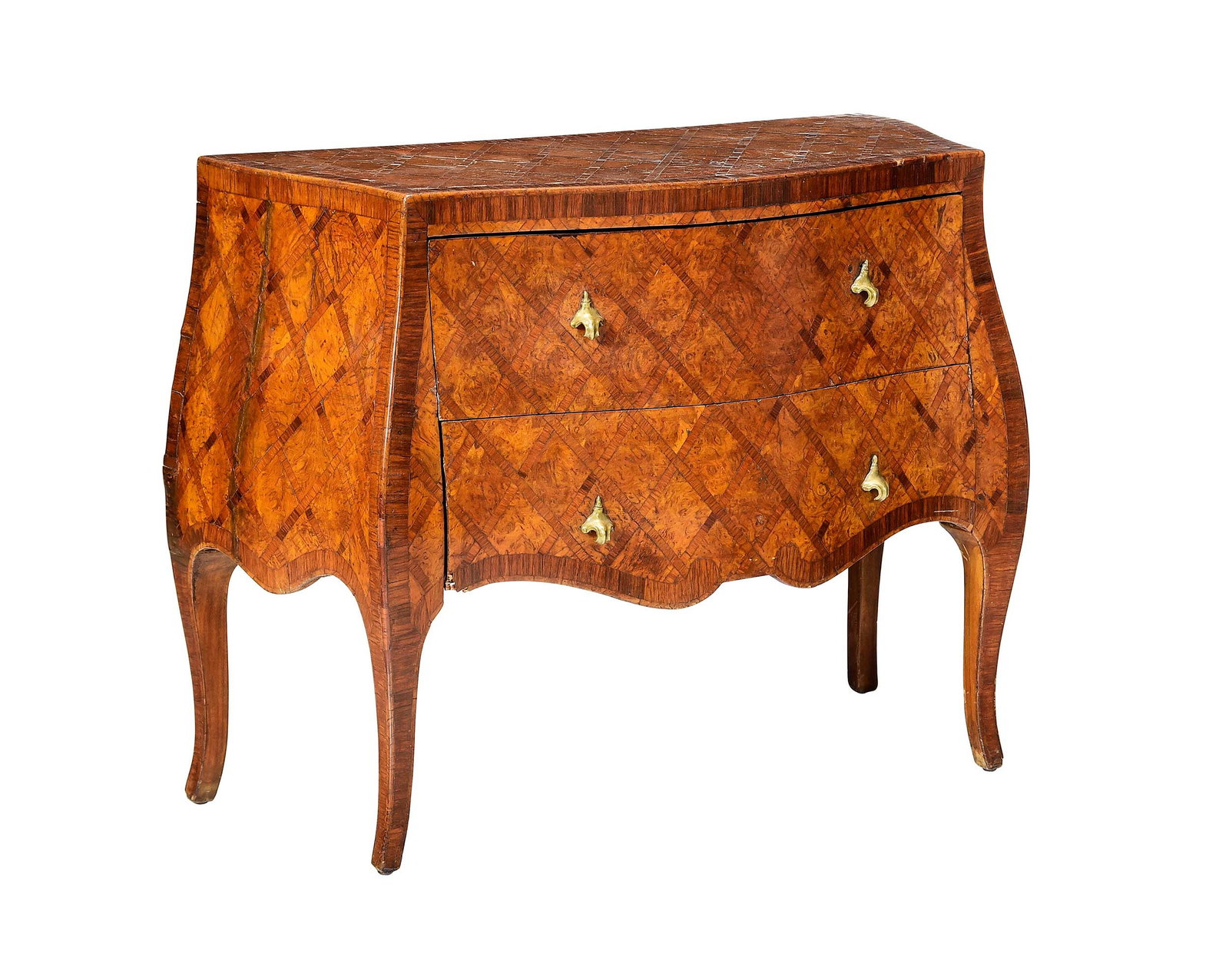 Italian in the Louis XV Taste Burl Marquetry Bombe Commode (1 of 8)