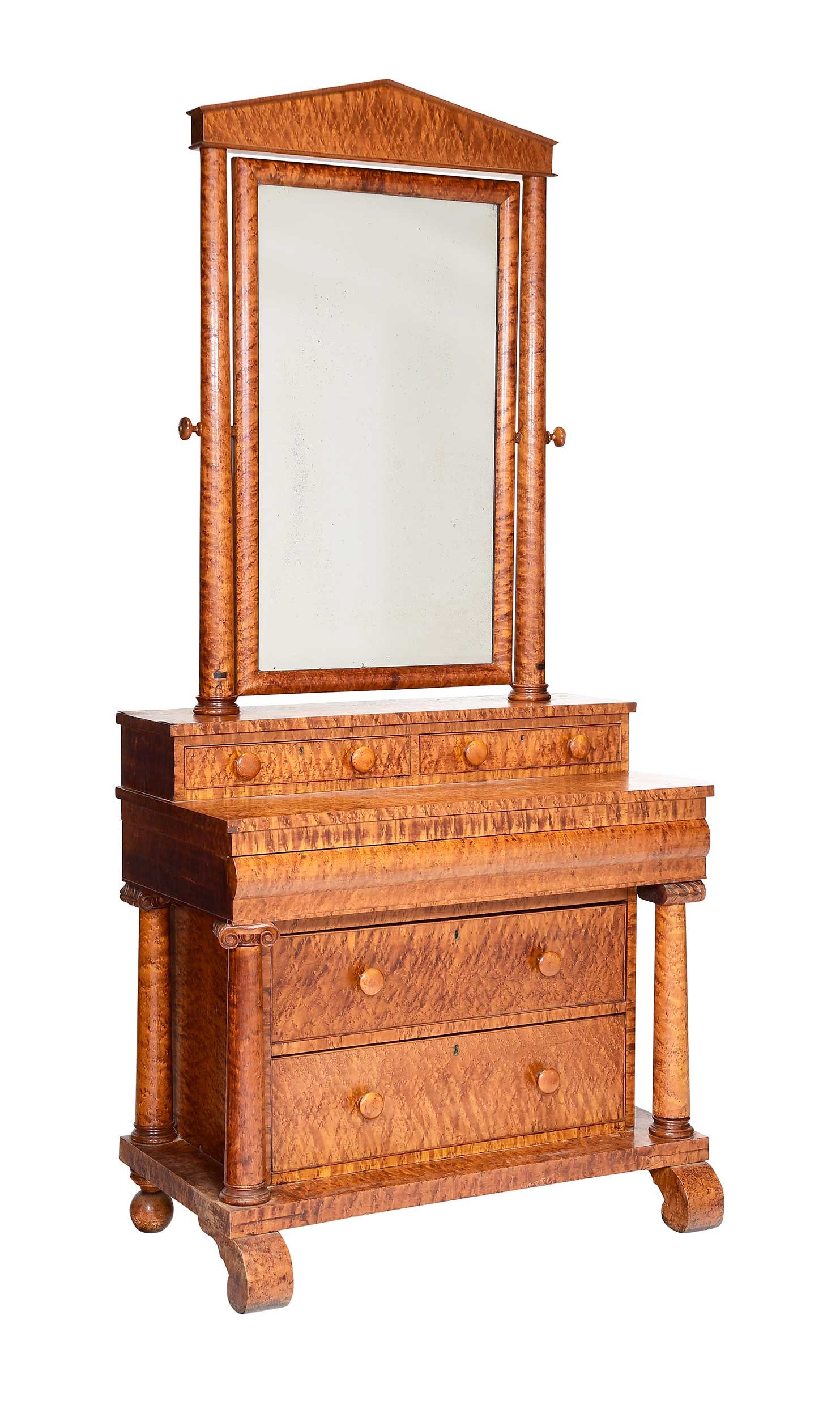 Labeled Baltimore Classical Style Birdseye Maple Dresser with Mirror (1 of 16)