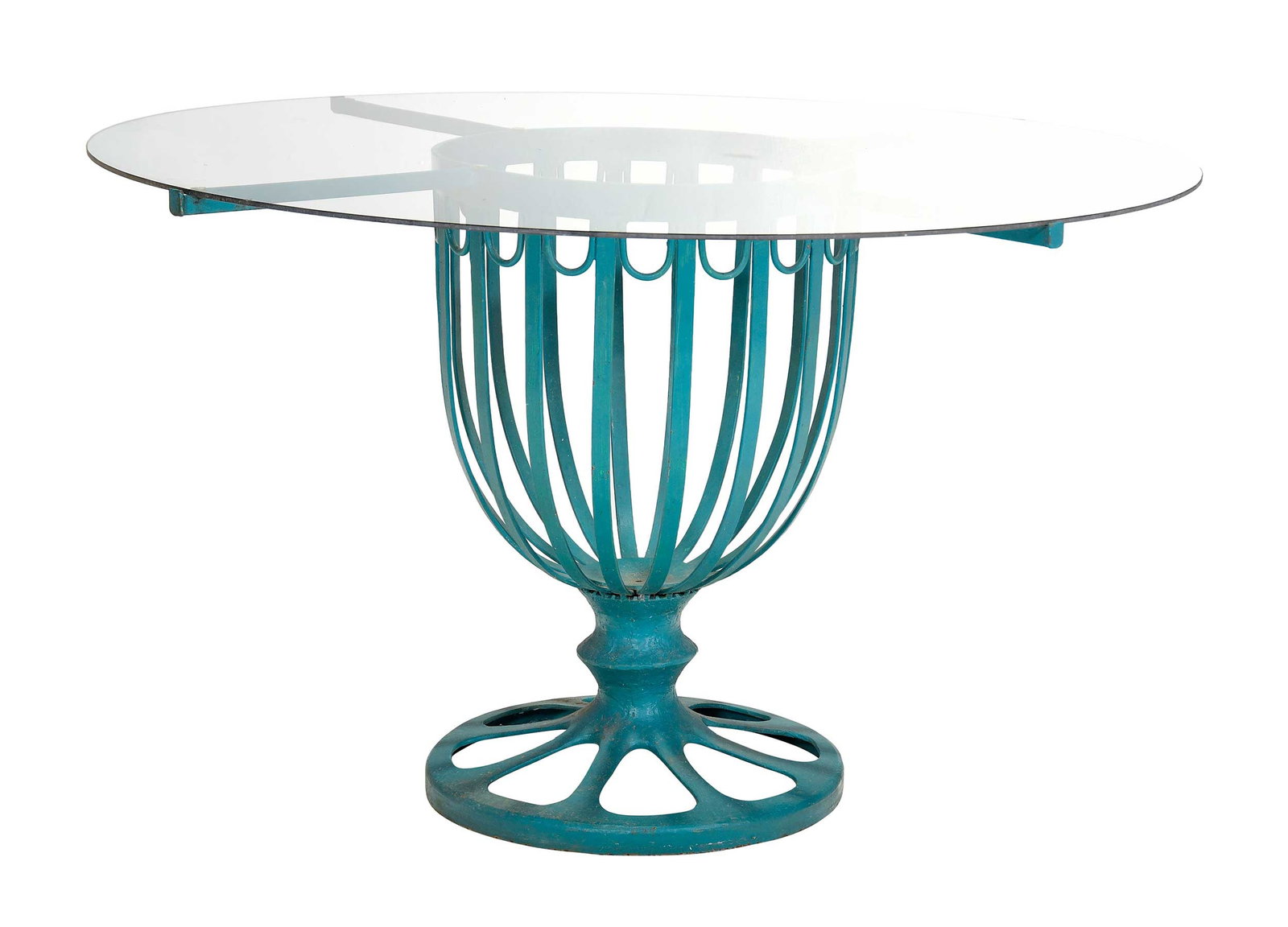 Wrought Iron and Glass Paint Decorated Garden Table (1 of 6)
