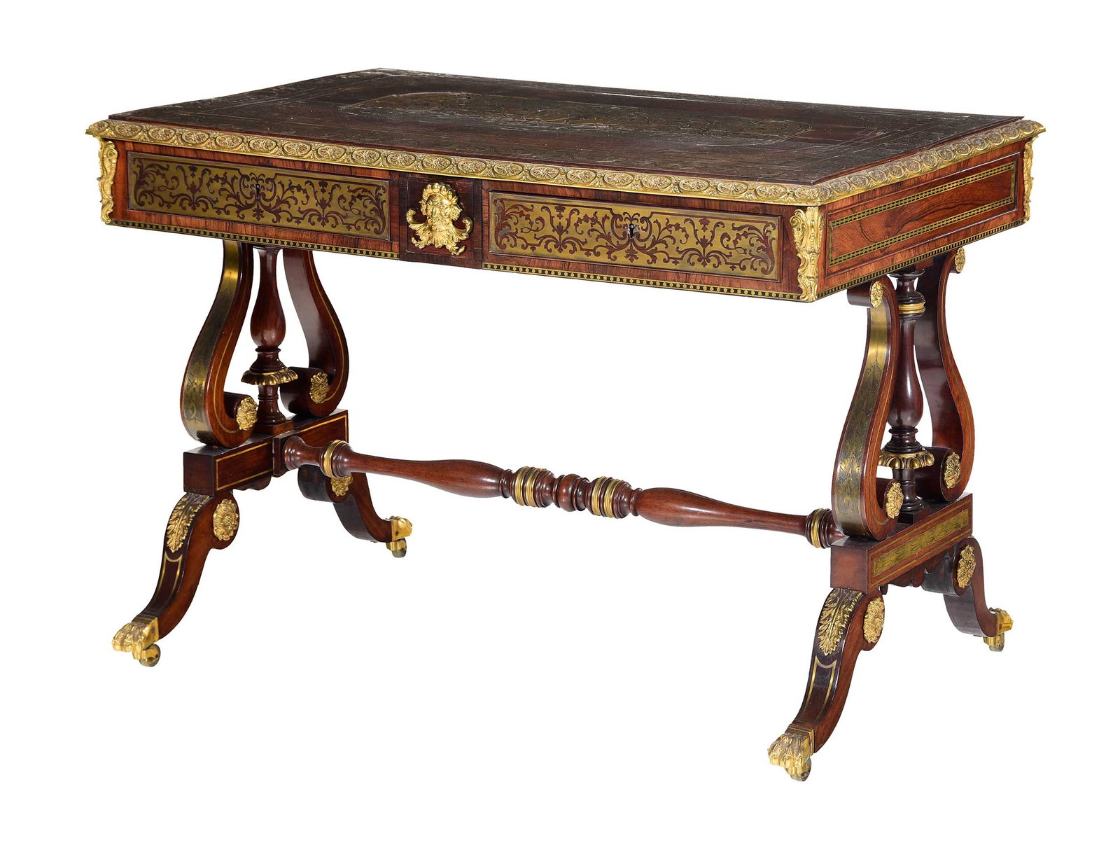 Regency Brass Inlaid and Mounted Rosewood Writing Table (1 of 15)