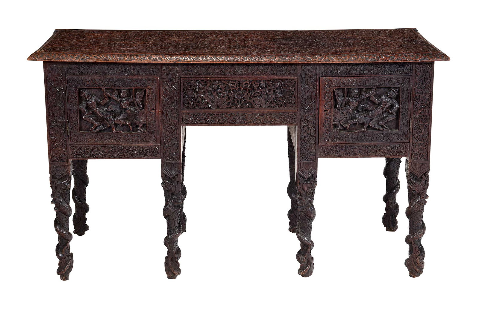 Anglo Burmese Carved Exotic Hardwood Server or Sideboard (1 of 20)