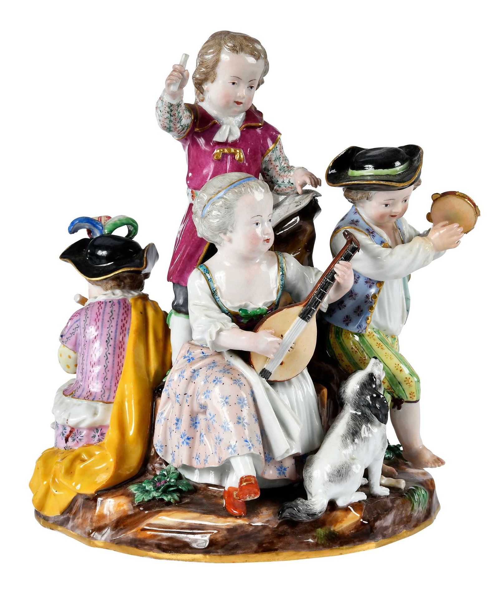 Meissen Porcelain Musical Figural Group, Musizierende Kinder: German, 19th century, crossed swords mark and "B 7" to base, approx. 9-5/8 x 8 x 10 in. Provenance: Collection of Steve Stewart, Lake Lure, North Carolina