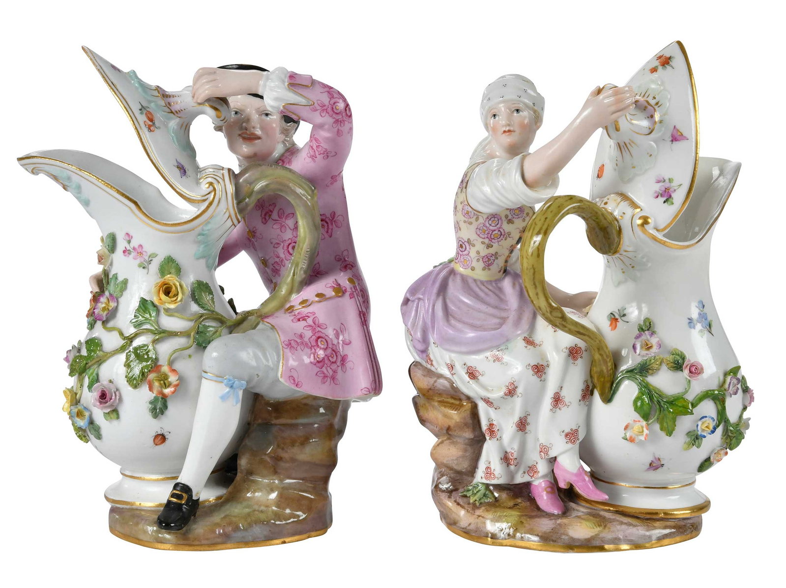 Pair of Meissen Porcelain Figural Ewers (1 of 10)