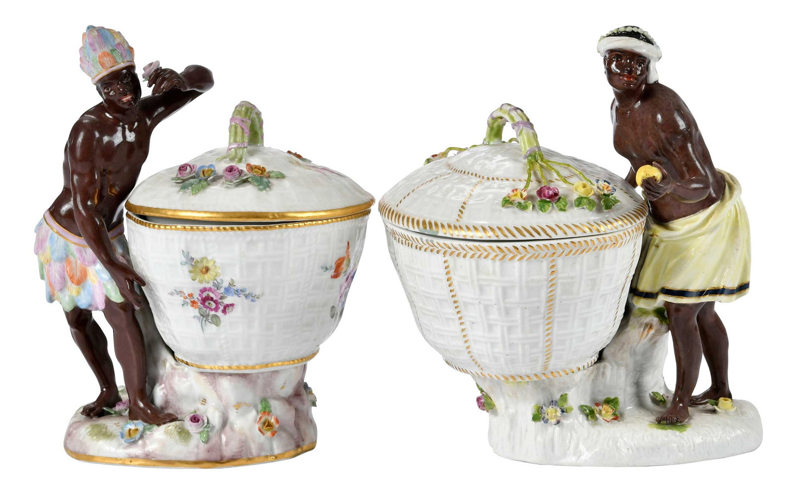 Two Meissen Porcelain Covered Figural Sweet Meat Dishes (1 of 12)