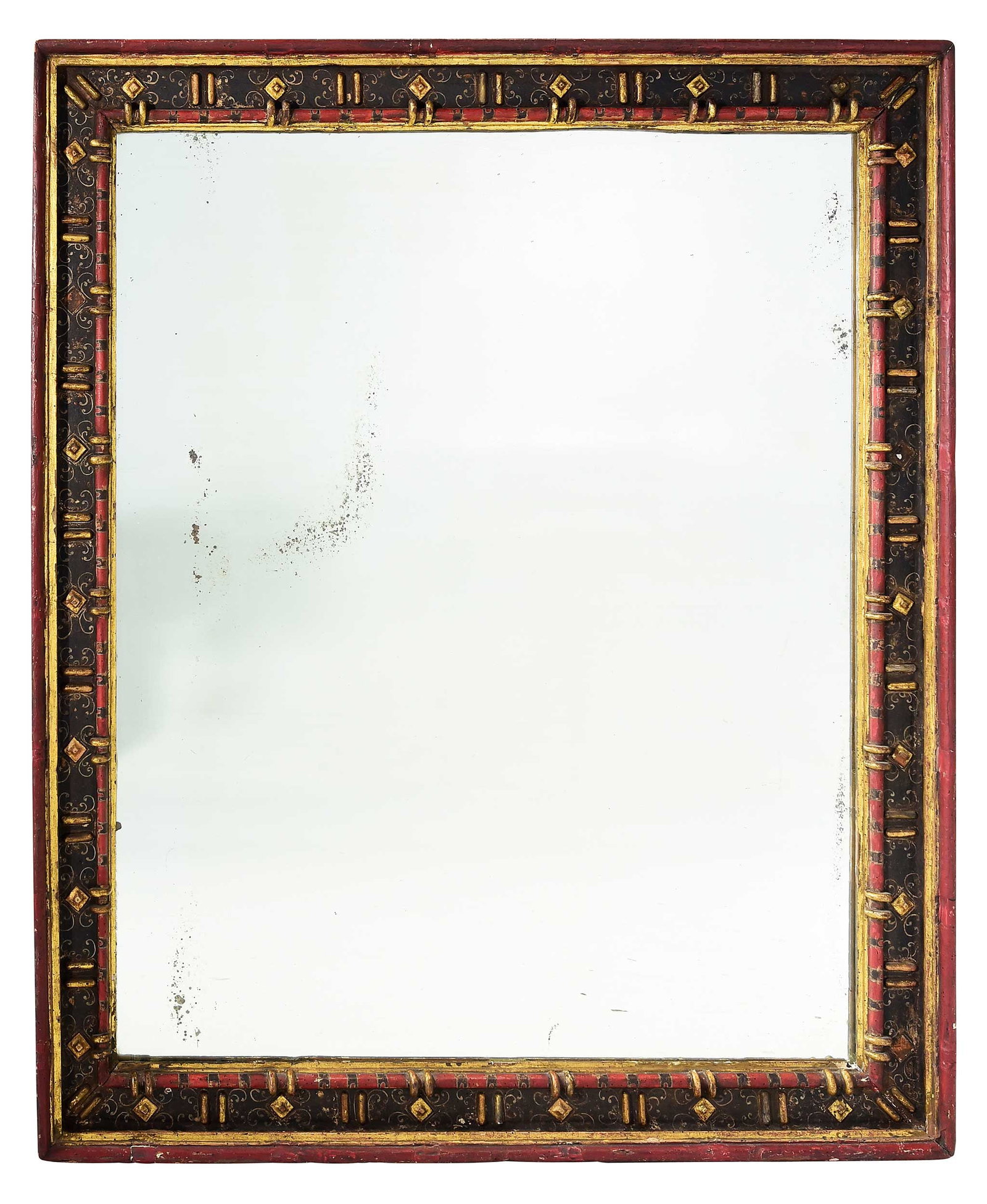 Large Continental Vernacular Paint and Parcel Gilt Decorated Mirror (1 of 6)