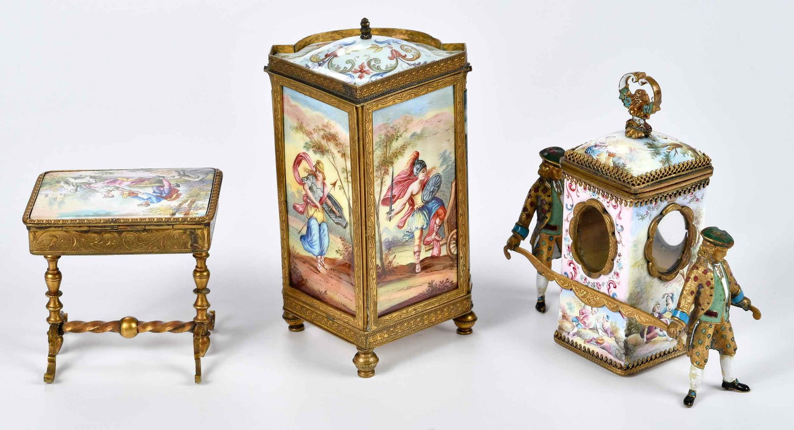 Three Small Viennese Enamel Decorated Table Objects - 2