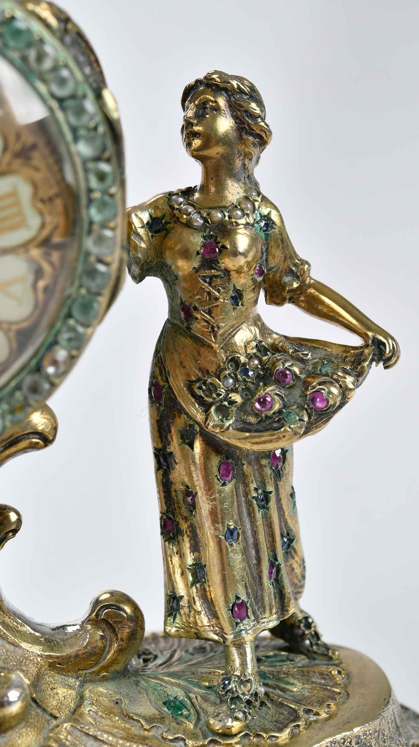 Two Small Continental Adorned Metal Table Objects - 11