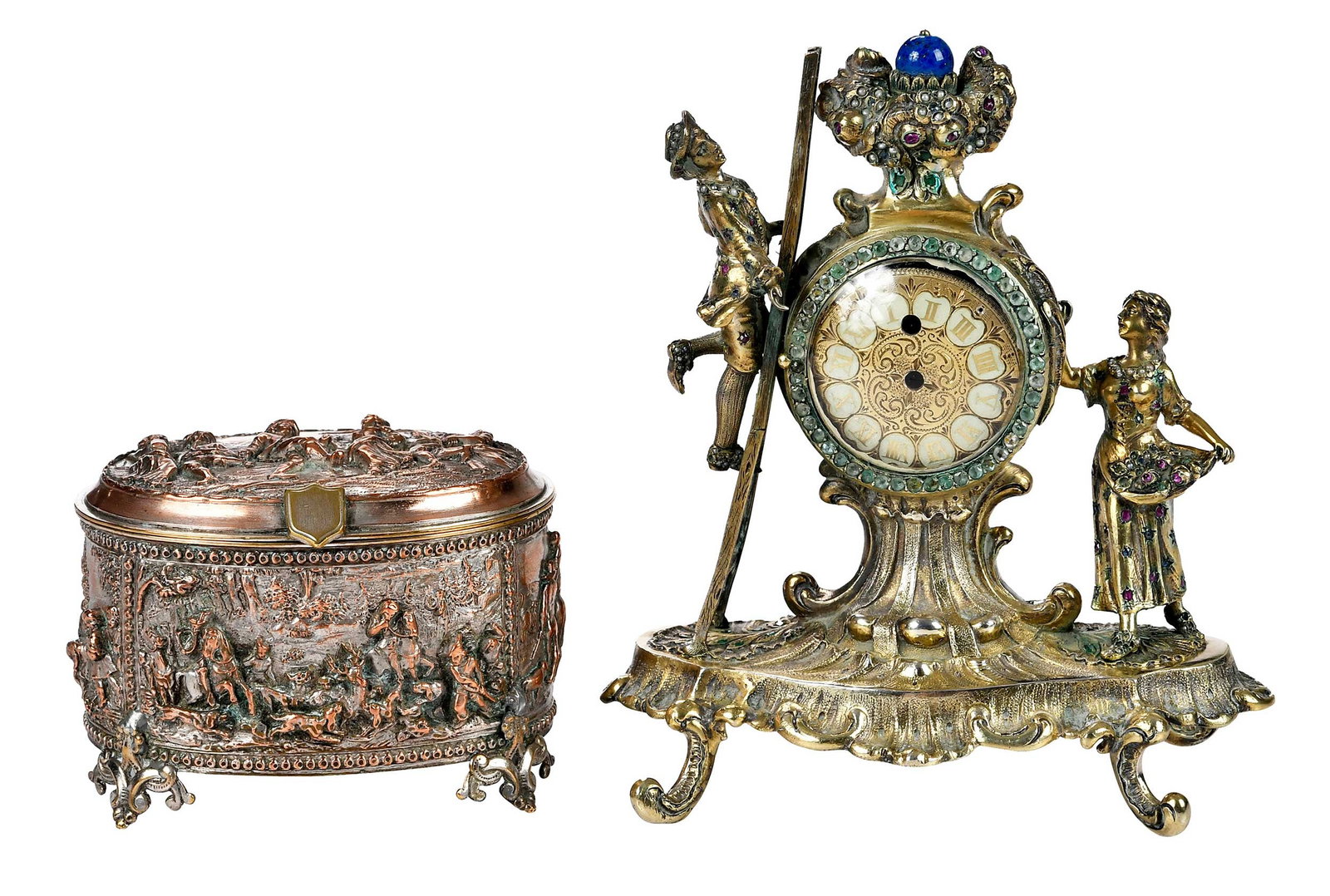 Two Small Continental Adorned Metal Table Objects (1 of 13)