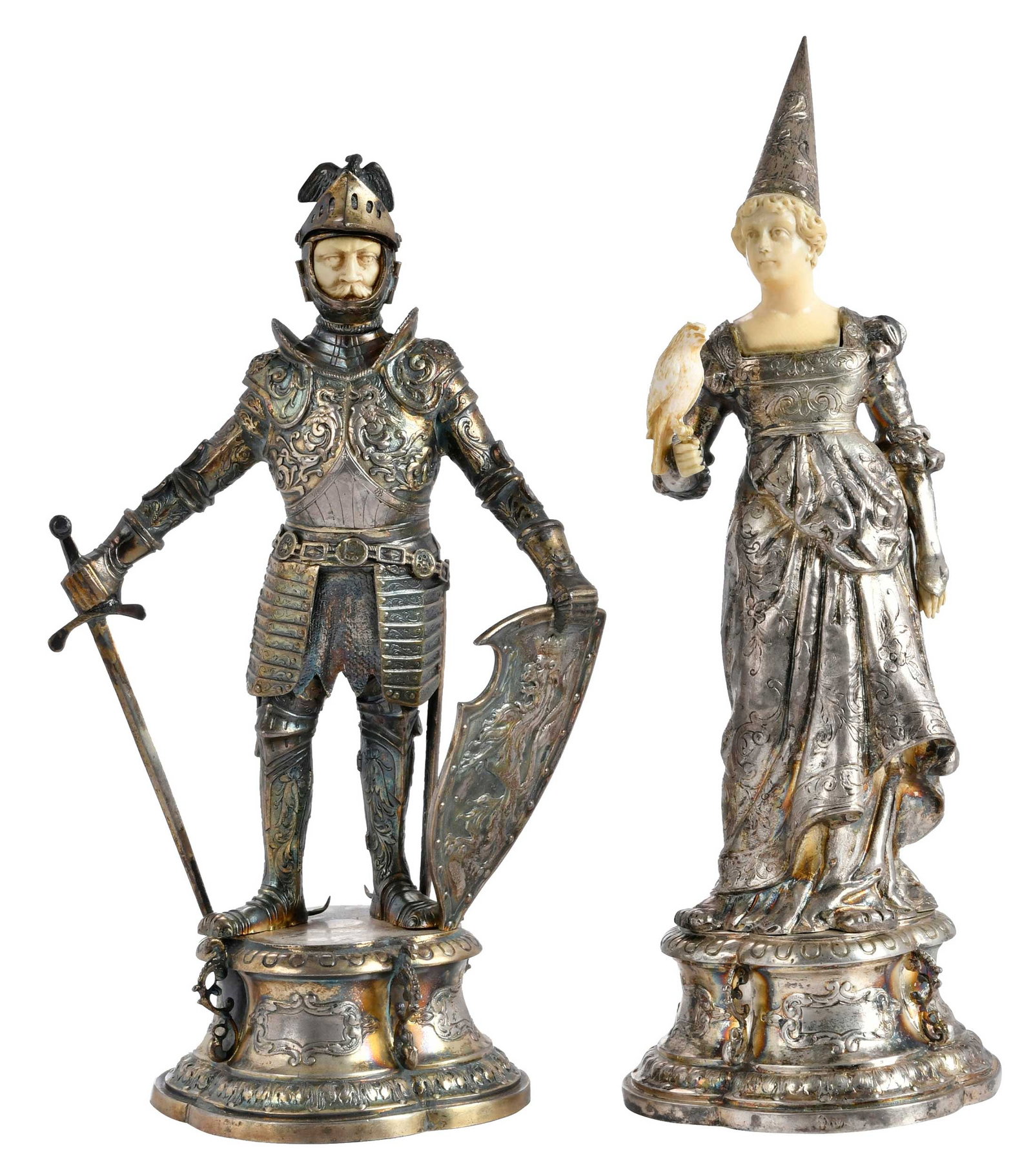 Gilt Silver Knight and Maiden with Falcon (1 of 16)