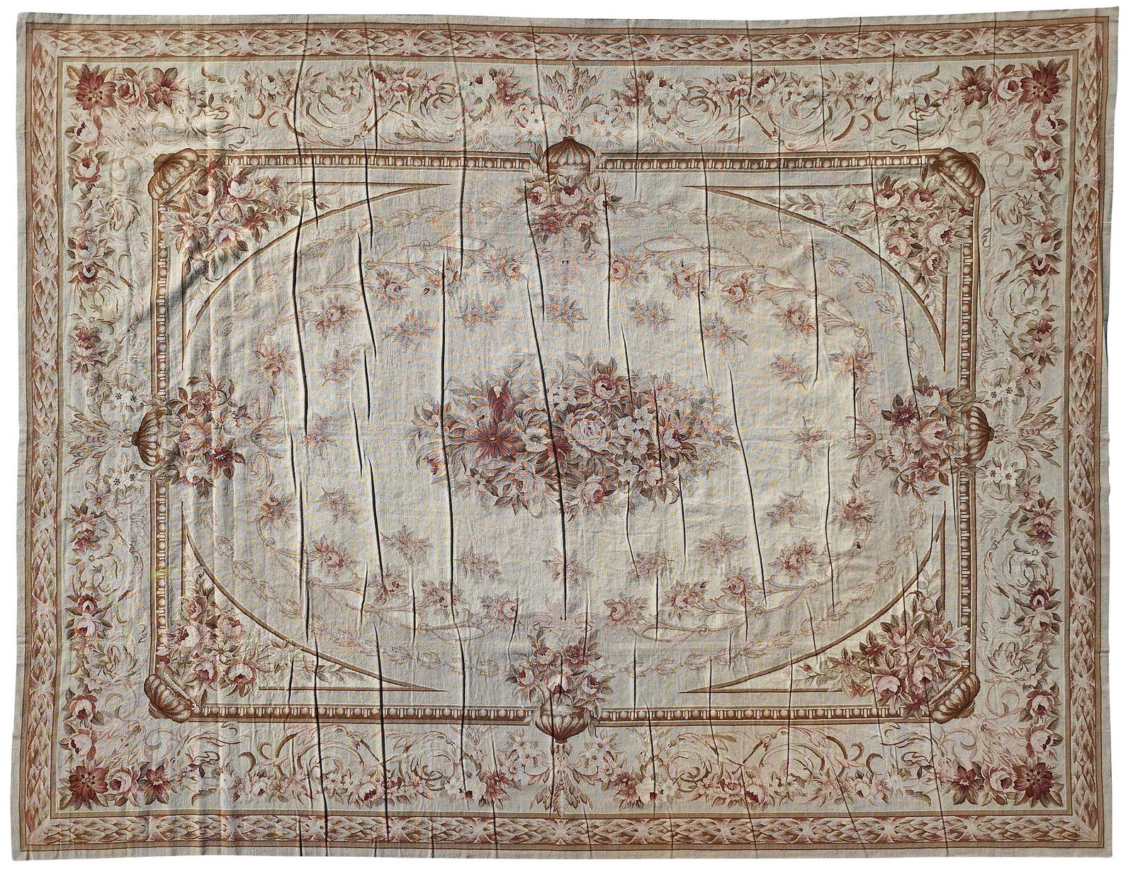 Aubusson Style Palace Carpet: 20th century, floral motif on beige ground, 15 ft. 10 in. x 12 ft. 1 in. Provenance: Private Charlotte Collection