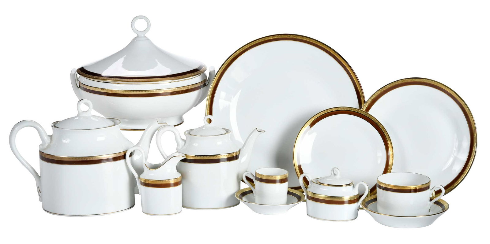 146 Piece Richard Ginori Palermo Brown Porcelain Service (1 of 5)