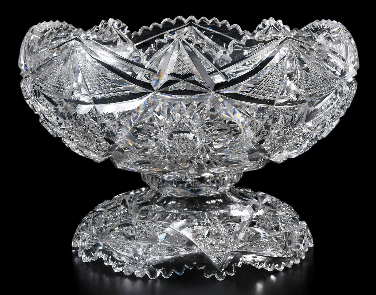 American Brilliant Period Cut Glass Two Piece Punch Bowl (1 of 6)