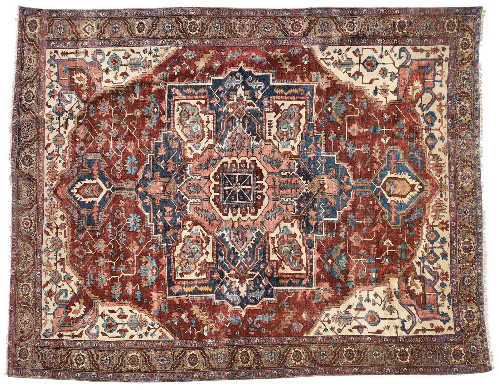 Heriz Carpet: early 20th century, large central medallion on red field, 13 ft. x 10 ft. 5 in. Provenance: Brunk Auctions, September 15 2012, lot 716, $4,400; Private Collection, Asheville, North Carolina