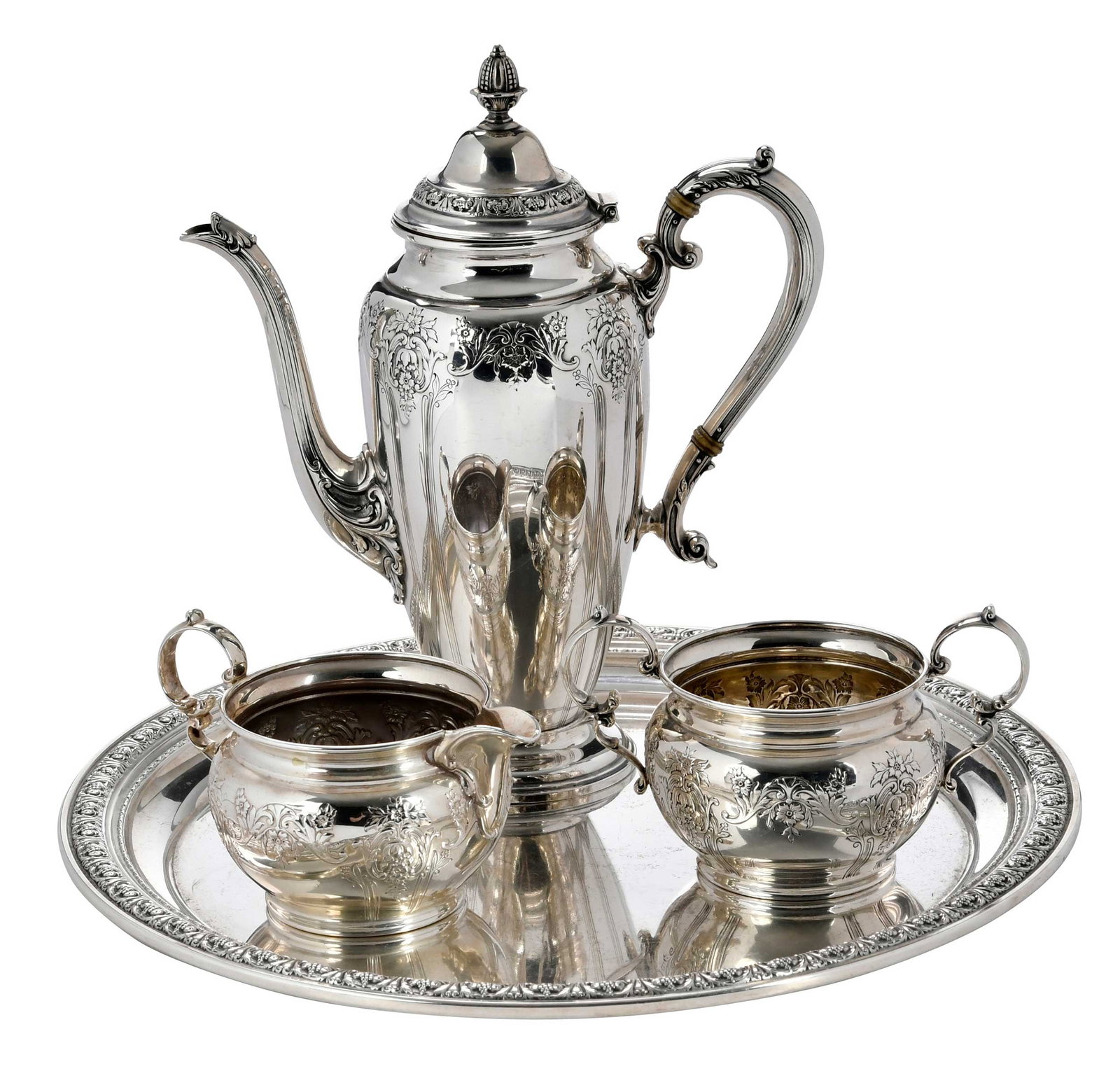 Three Piece Gorham Sterling Coffee Service with Tray (1 of 9)