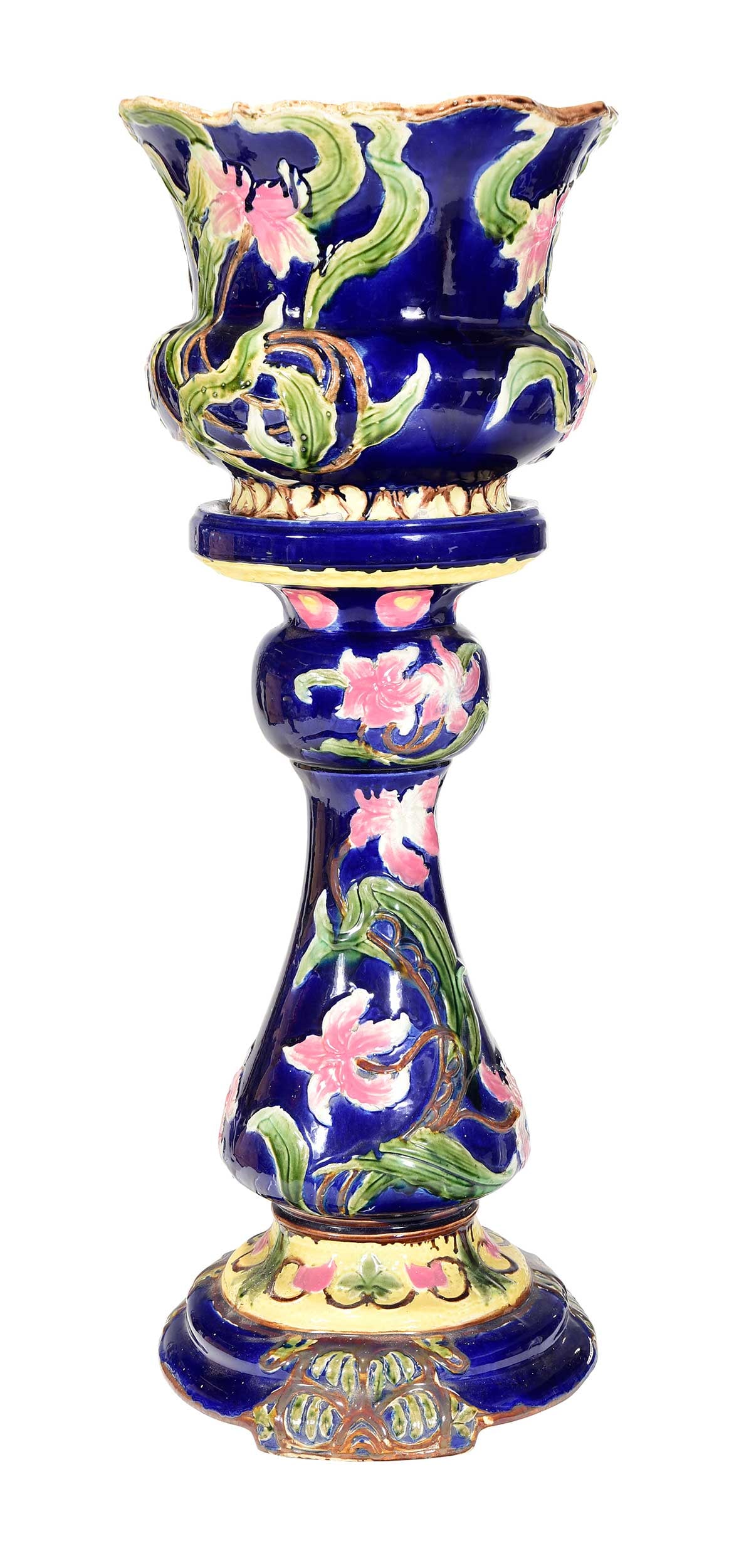 American Majolica Floral Motif Jardiniere on Stand (1 of 12)