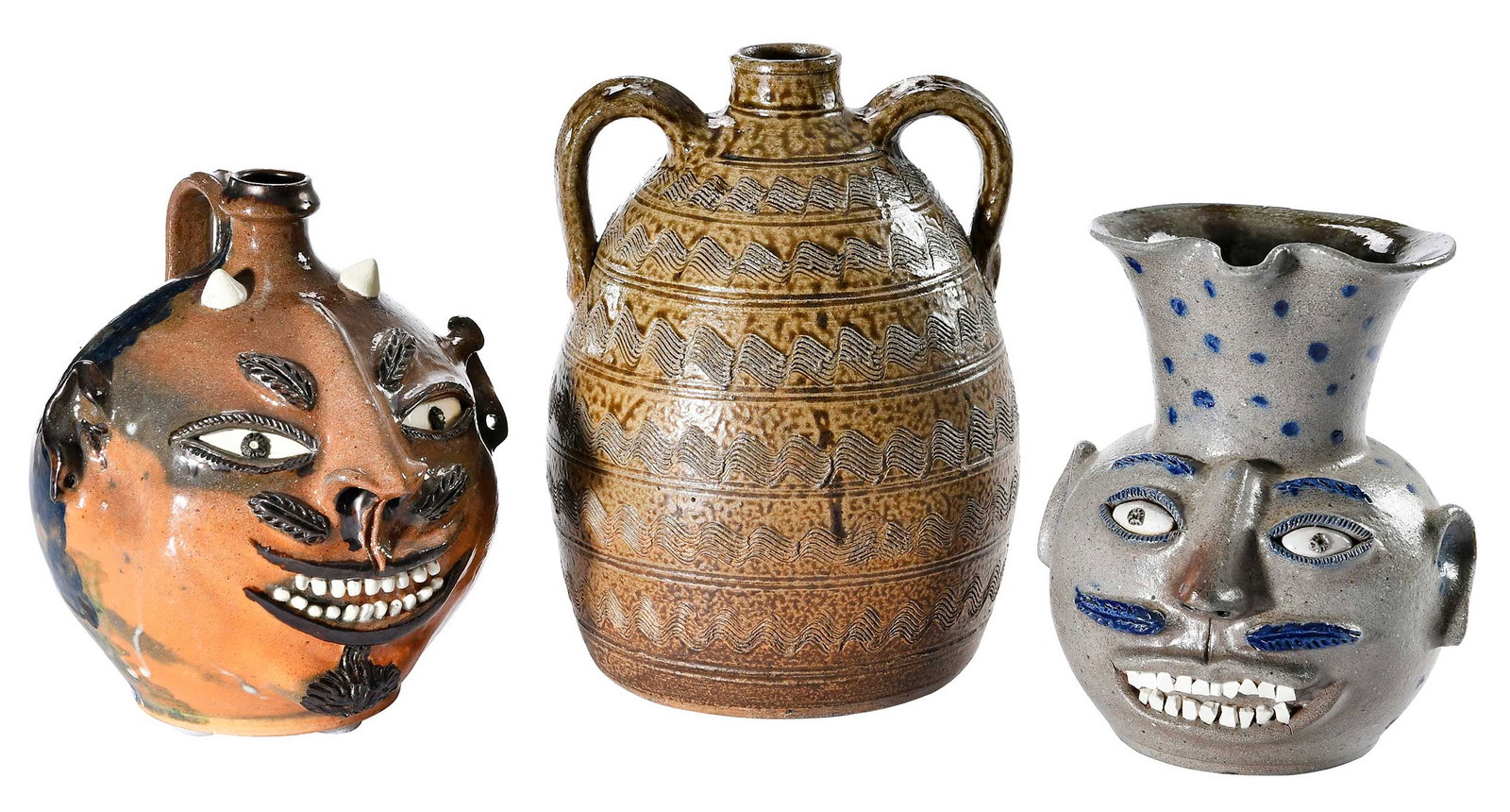 Three Pieces of Billy Ray Hussey North Carolina Folk Pottery (1 of 11)