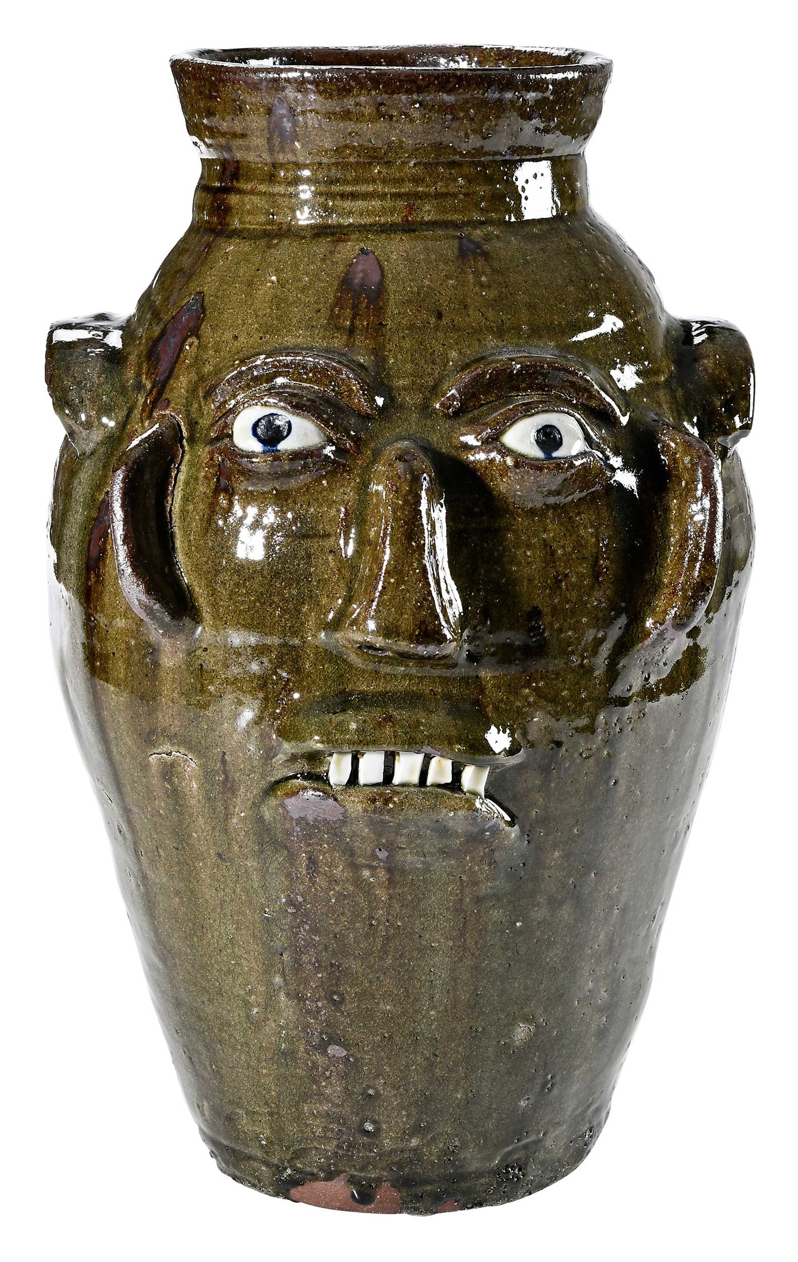Rare Large Burlon Craig North Carolina Stoneware Face Churn (1 of 12)
