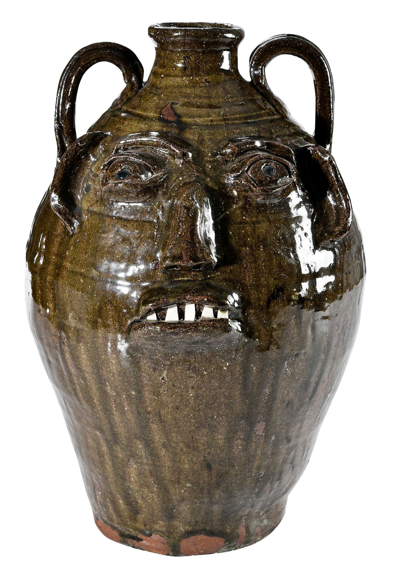 Large Burlon Craig North Carolina Stoneware Face Jug (1 of 11)