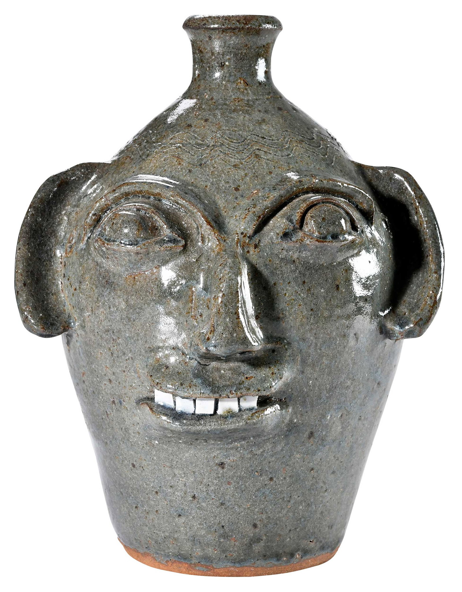 Rare Bluish Gray Burlon Craig North Carolina Stoneware Face Jug (1 of 9)